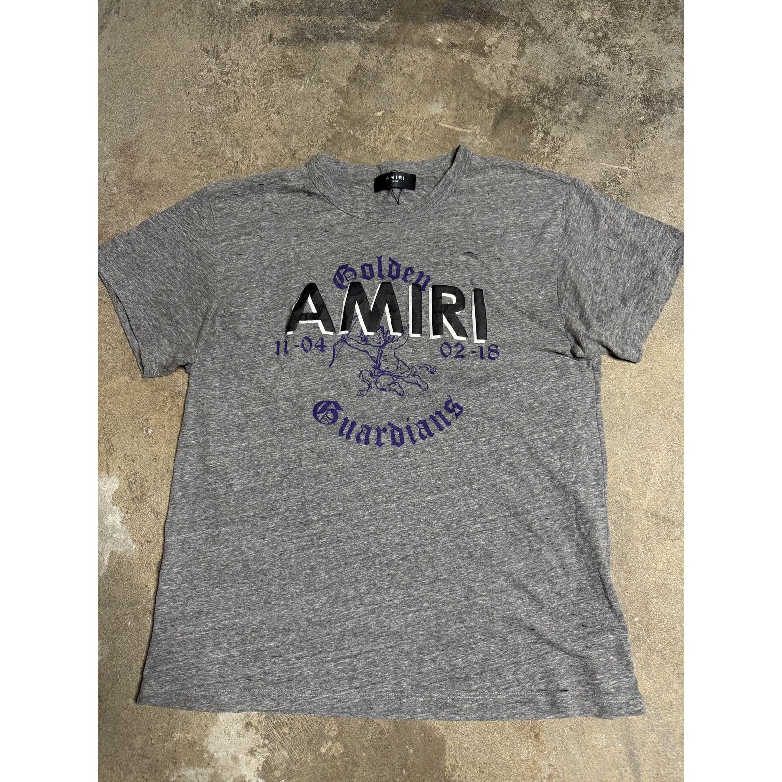 Amiri Amiri Golden Gaurdian Tee Grey Purple Used Small Size US S / EU 44-46 / 1 - 1 Thumbnail