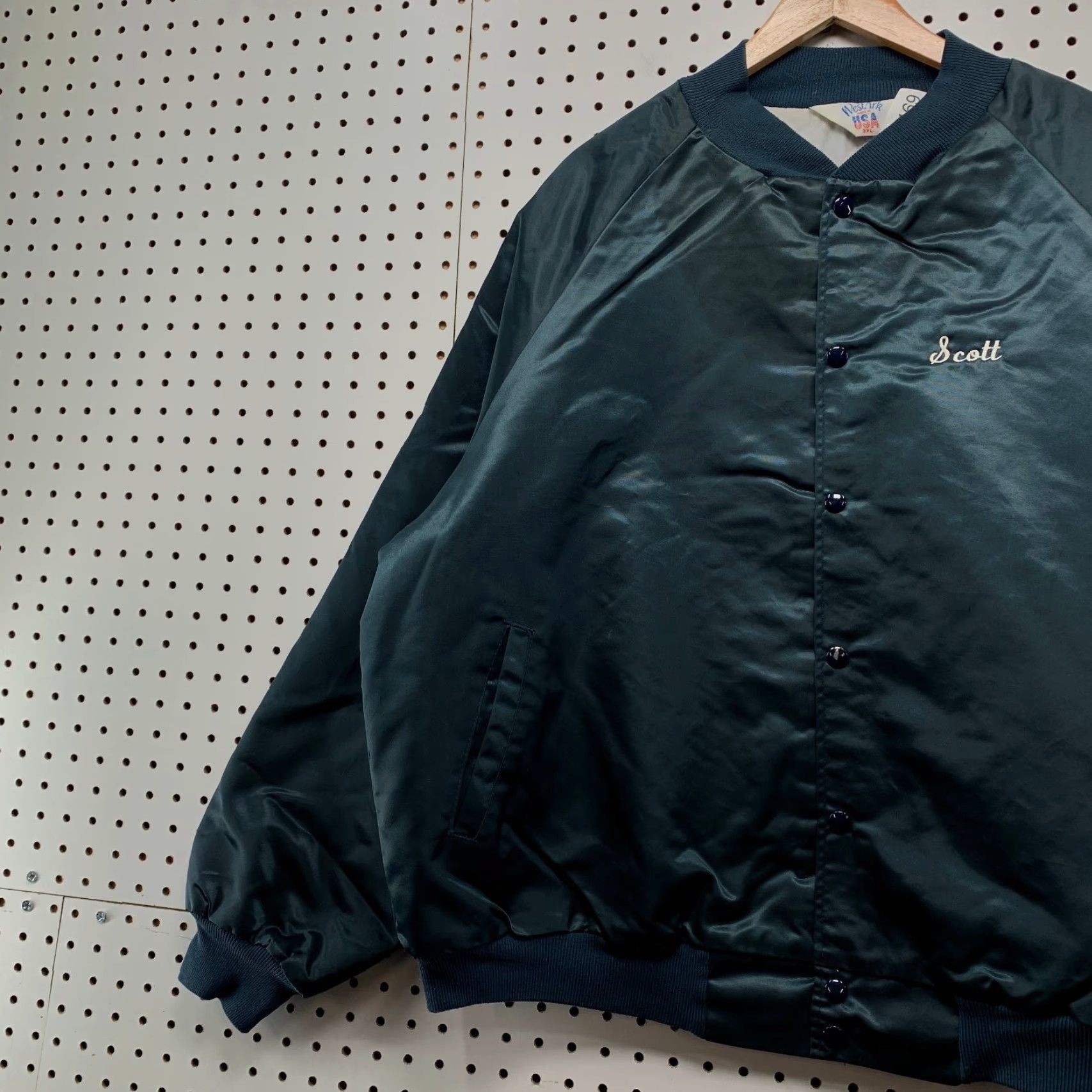 Vintage VINTAGE Ark Jacket Mens 3XL Blue Satin Bomber Jacket Fire Department Rushville NY? Size US XXL / EU 58 / 5 - 4 Thumbnail