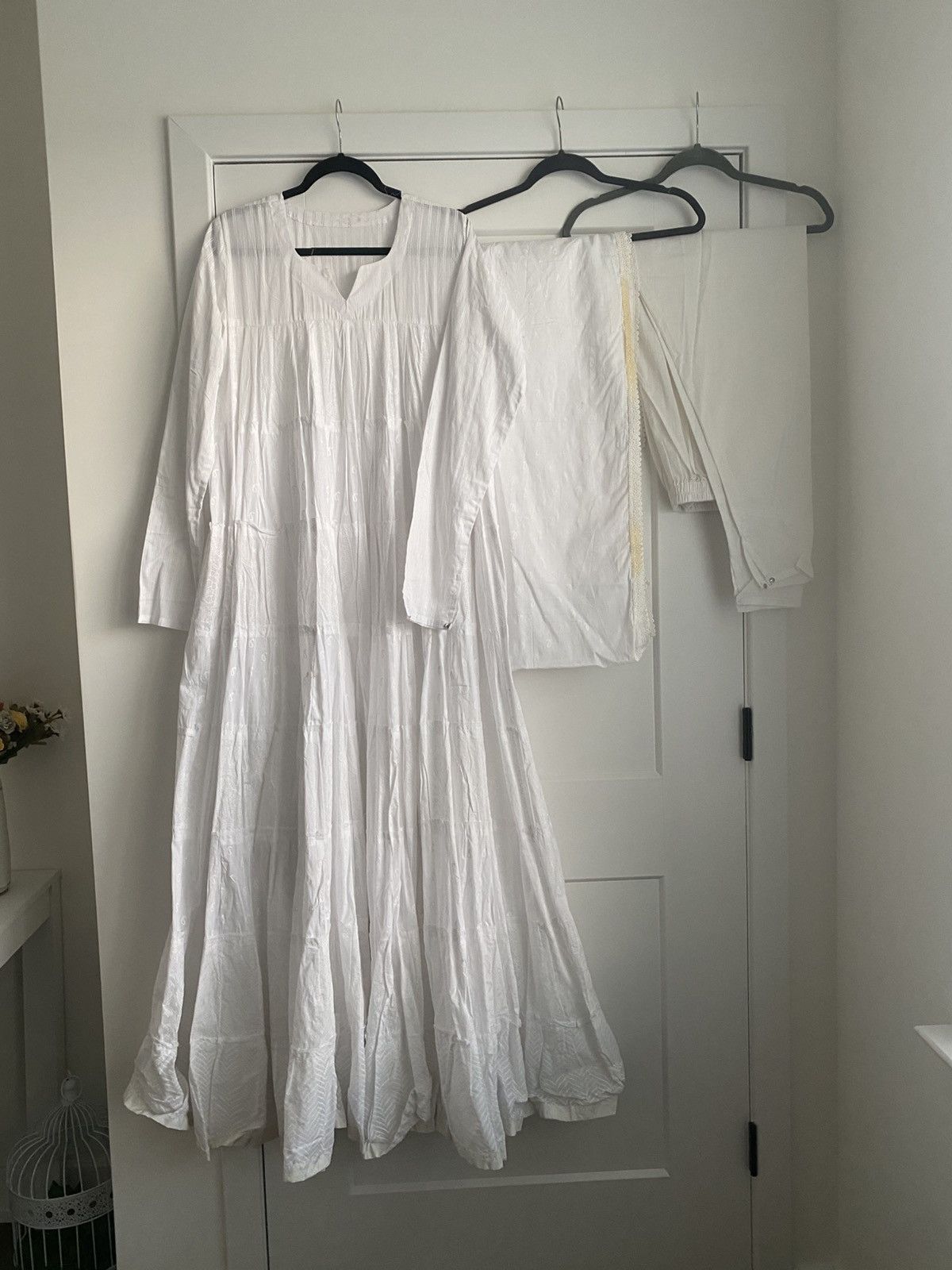 Other Firdaus Khari white Block Printed Tiered Anarkali Size XL / US 12-14 / IT 48-50 - 6 Thumbnail