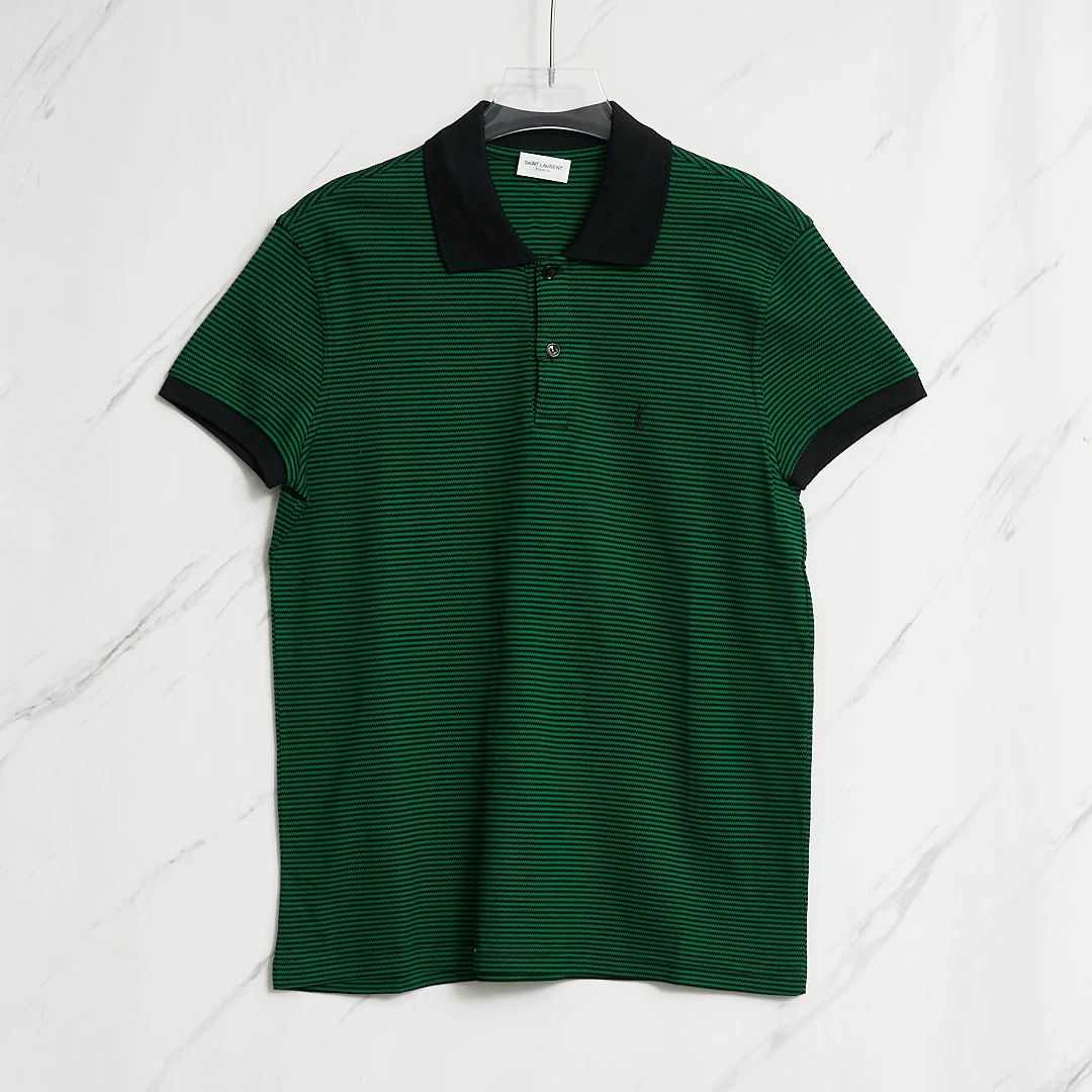 Saint Laurent Paris Saint Laurent Men's Embroidered Stripe Polo Size US M / EU 48-50 / 2 - 1 Thumbnail