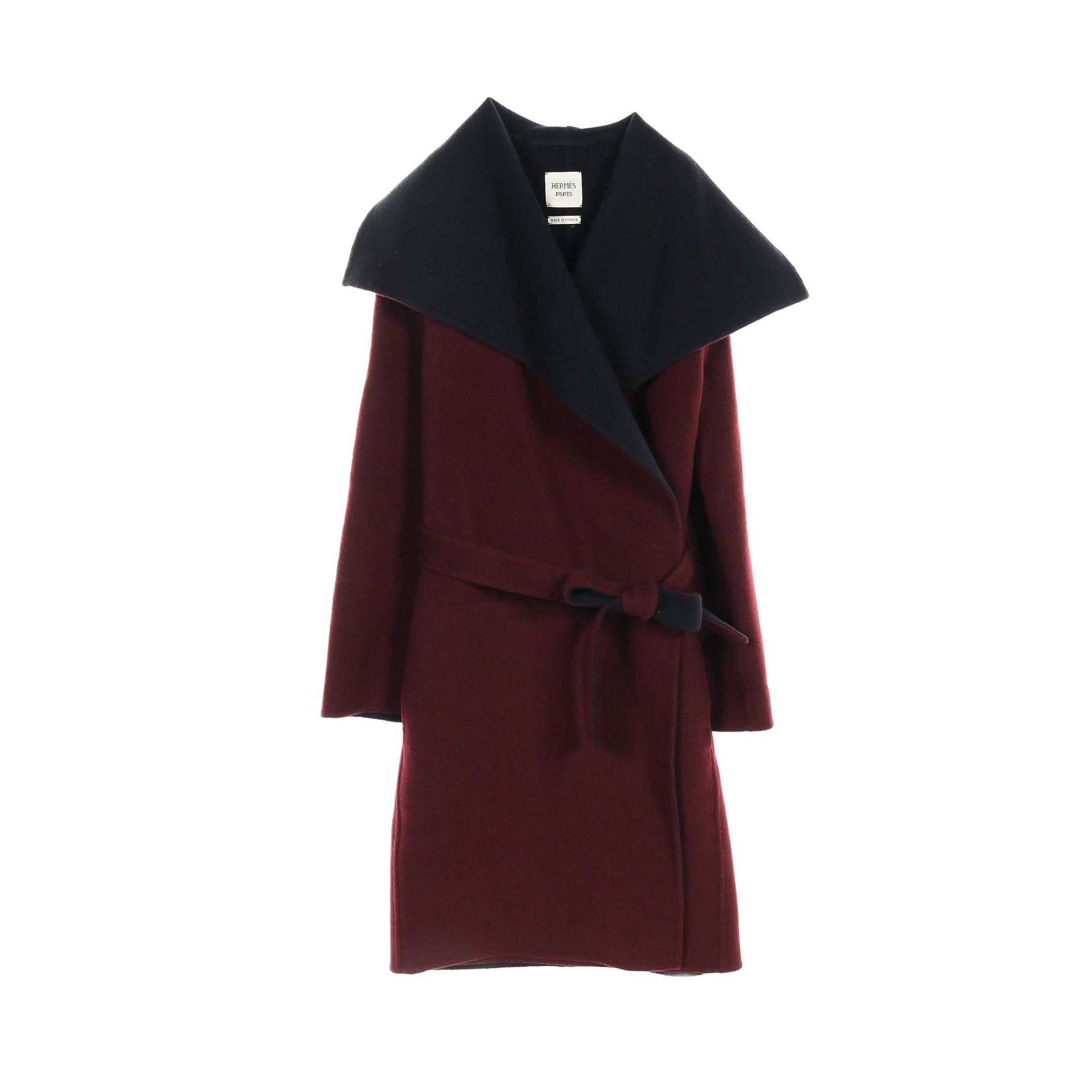 Hermes Hermes Wrap Coat Gown Cashmere Bordeaux Navy Size ONE SIZE - 1 Thumbnail