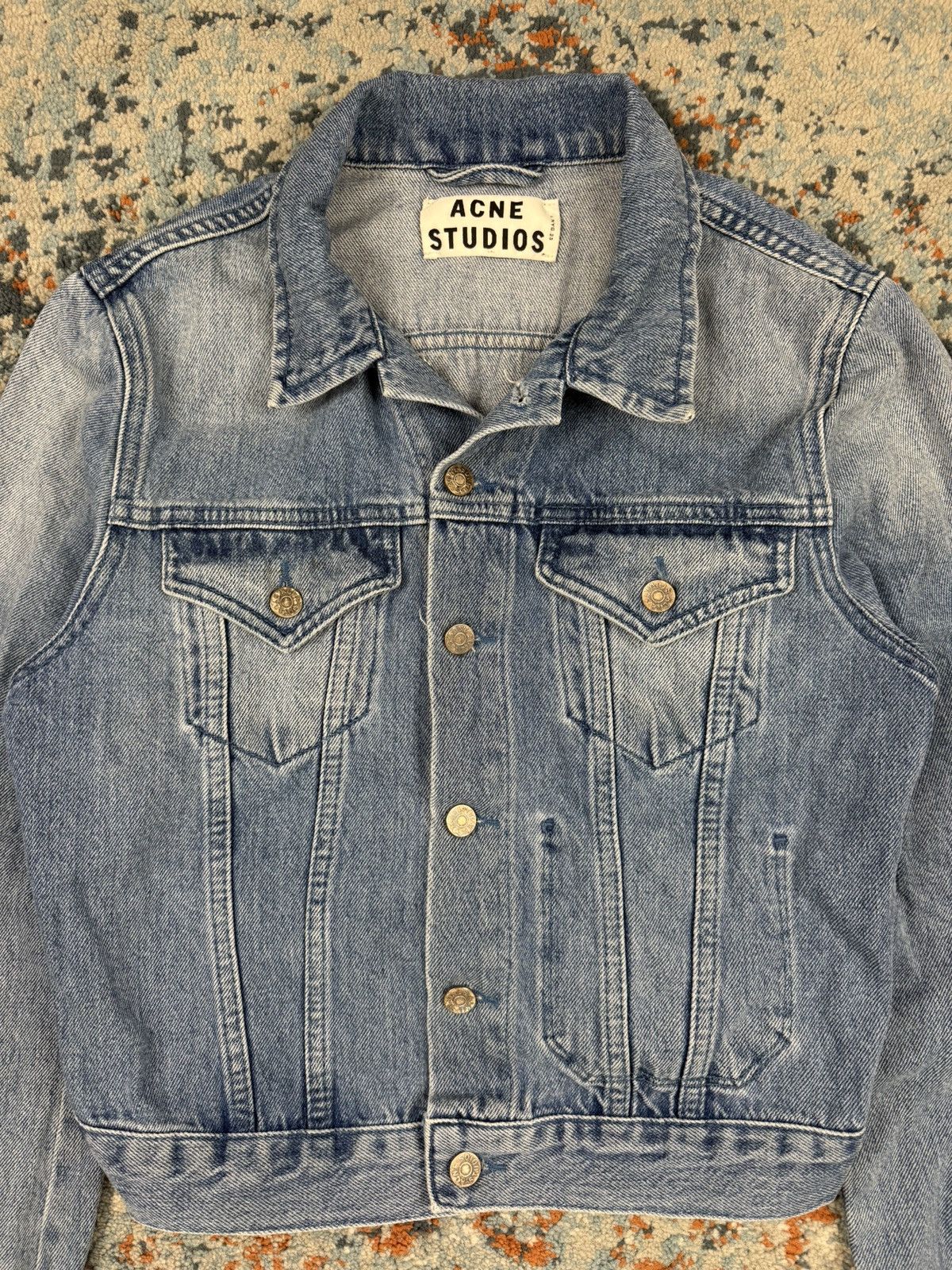 Acne Studios Vintage 00s Acne Studios Tag Light cropped denim jacket Size XS / US 0-2 / IT 36-38 - 6 Thumbnail