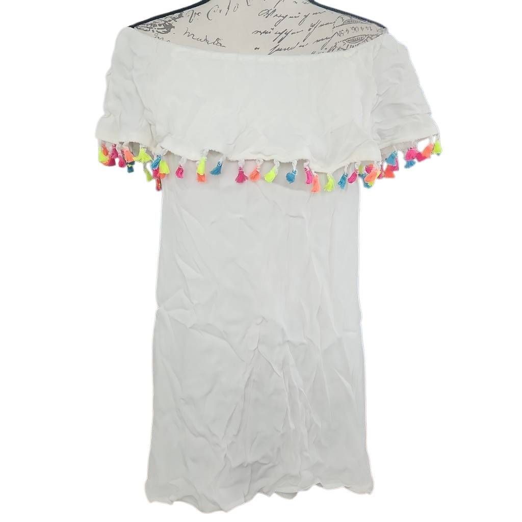 Forever 21 Forever 21 Ladies Sise Small Cream Neon Tassel Off Shoulder Size S / US 4 / IT 40 - 1 Thumbnail