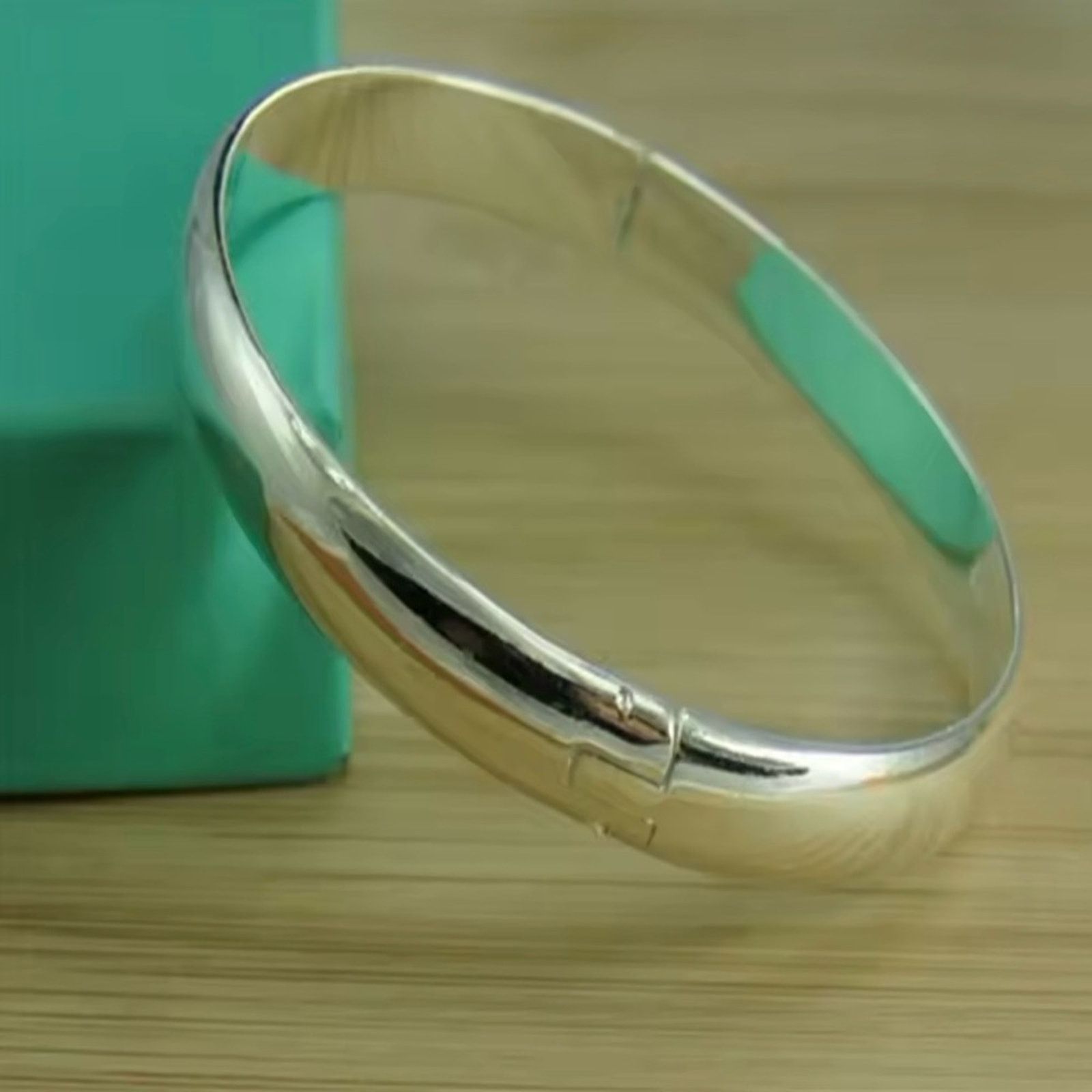 Other Sterling Silver Bracelet Simple Glossy Open Solid Bangle Size ONE SIZE - 7 Thumbnail