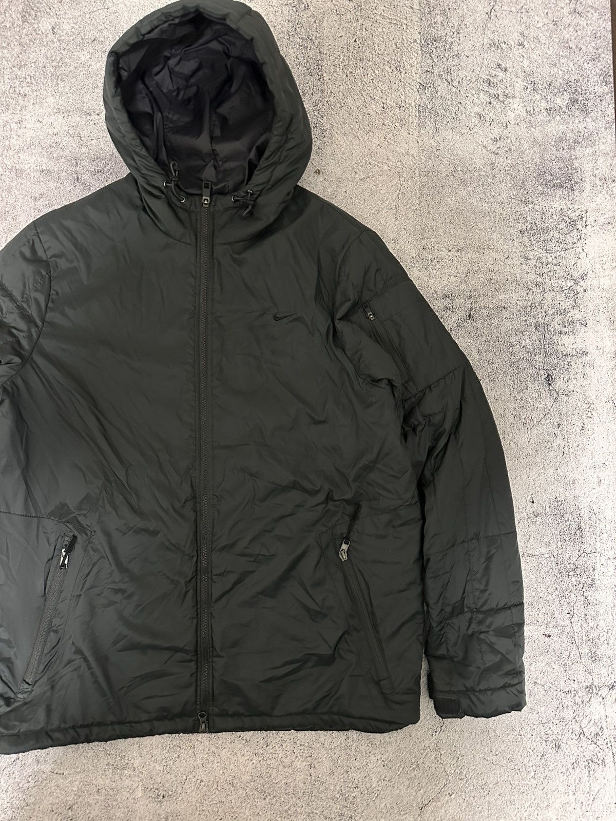 Nike Vintage Nike Zip Hooded Jacket Black Logo Fir Size US XL / EU 56 / 4 - 3 Thumbnail