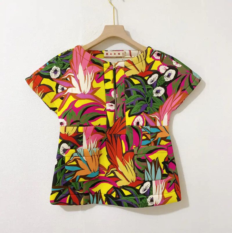 Marni Marni Colorful Floral Print Short Sleeve Sweatshirt 0089 Size M / US 6-8 / IT 42-44 - 1 Thumbnail