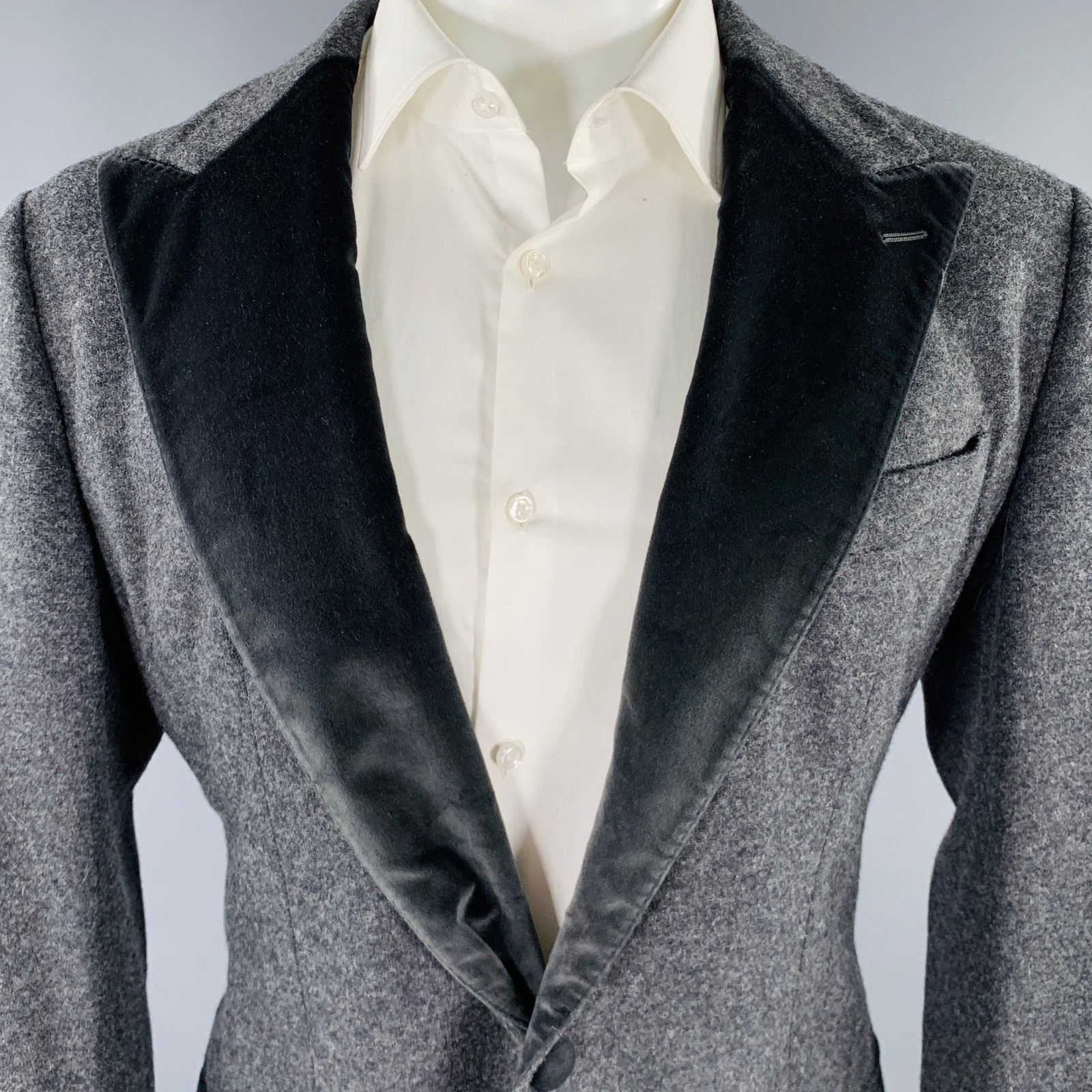 Dolce & Gabbana Size 40 Long Grey Two Toned Virgin Wool Blend Sport Coat Size 40R - 2 Thumbnail