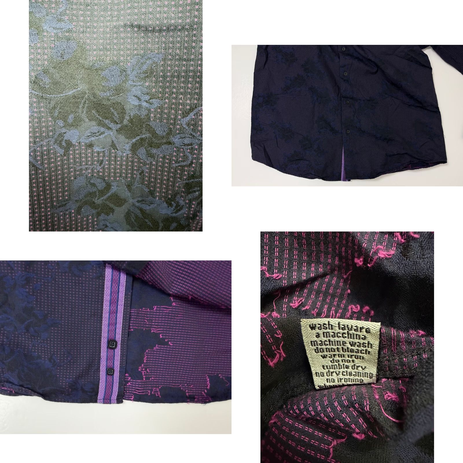 Vintage VINTAGE Visconti Uomo Shirt Men XL Floral Jacquard Black Button Up Mercereized Cotton Size US XL / EU 56 / 4 - 9 Thumbnail