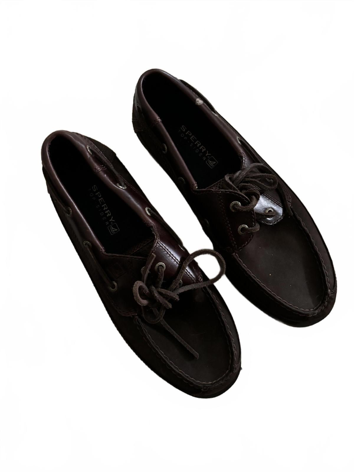 Designer NEW Sperry Top-Sider Authentic Brown Leather Boat Shoes Size US 10 / EU 43 - 1 Thumbnail