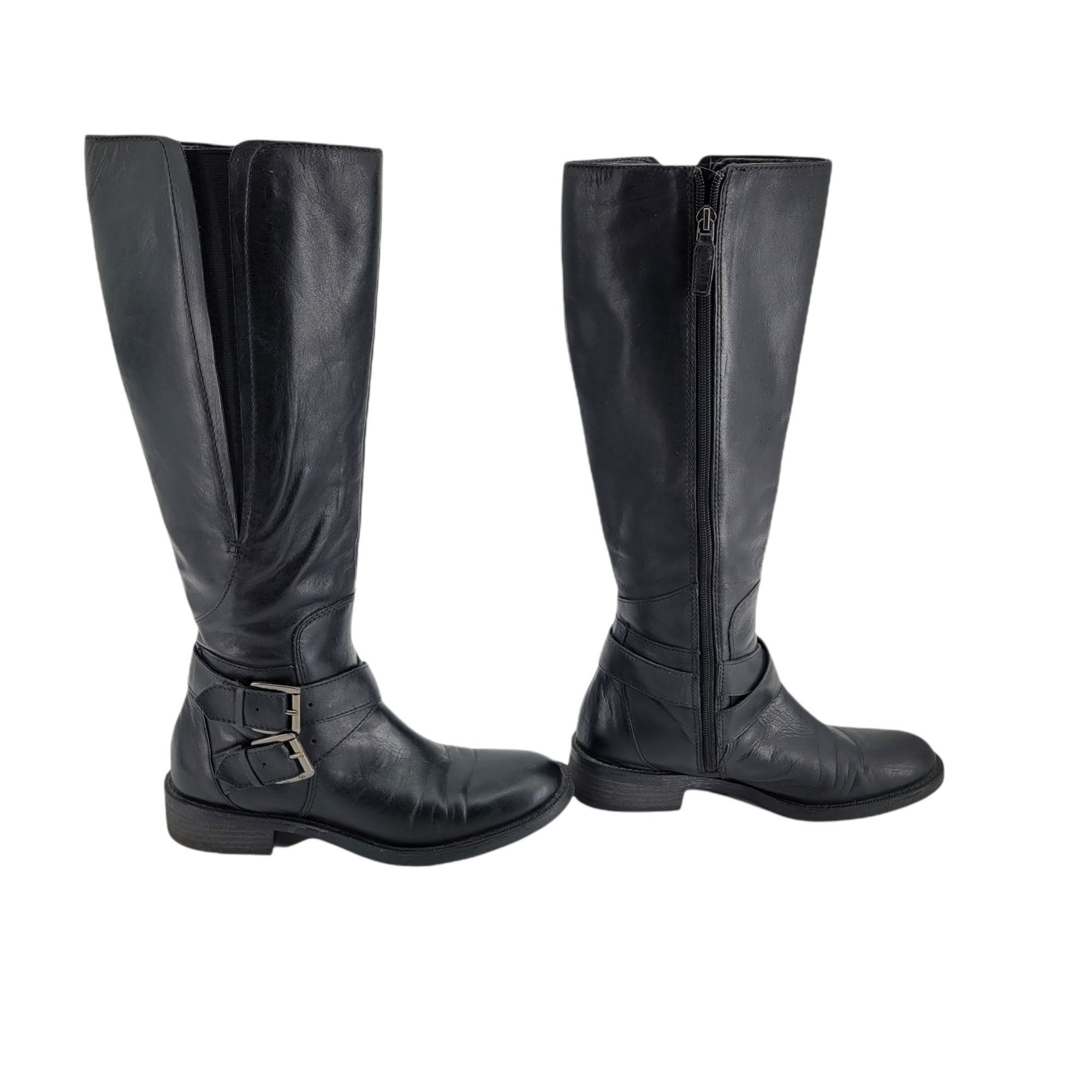Vintage Enzo Angiolini Black Leather Riding Boots Sz 7 Tall Equestri Size US 7 / IT 37 - 3 Thumbnail
