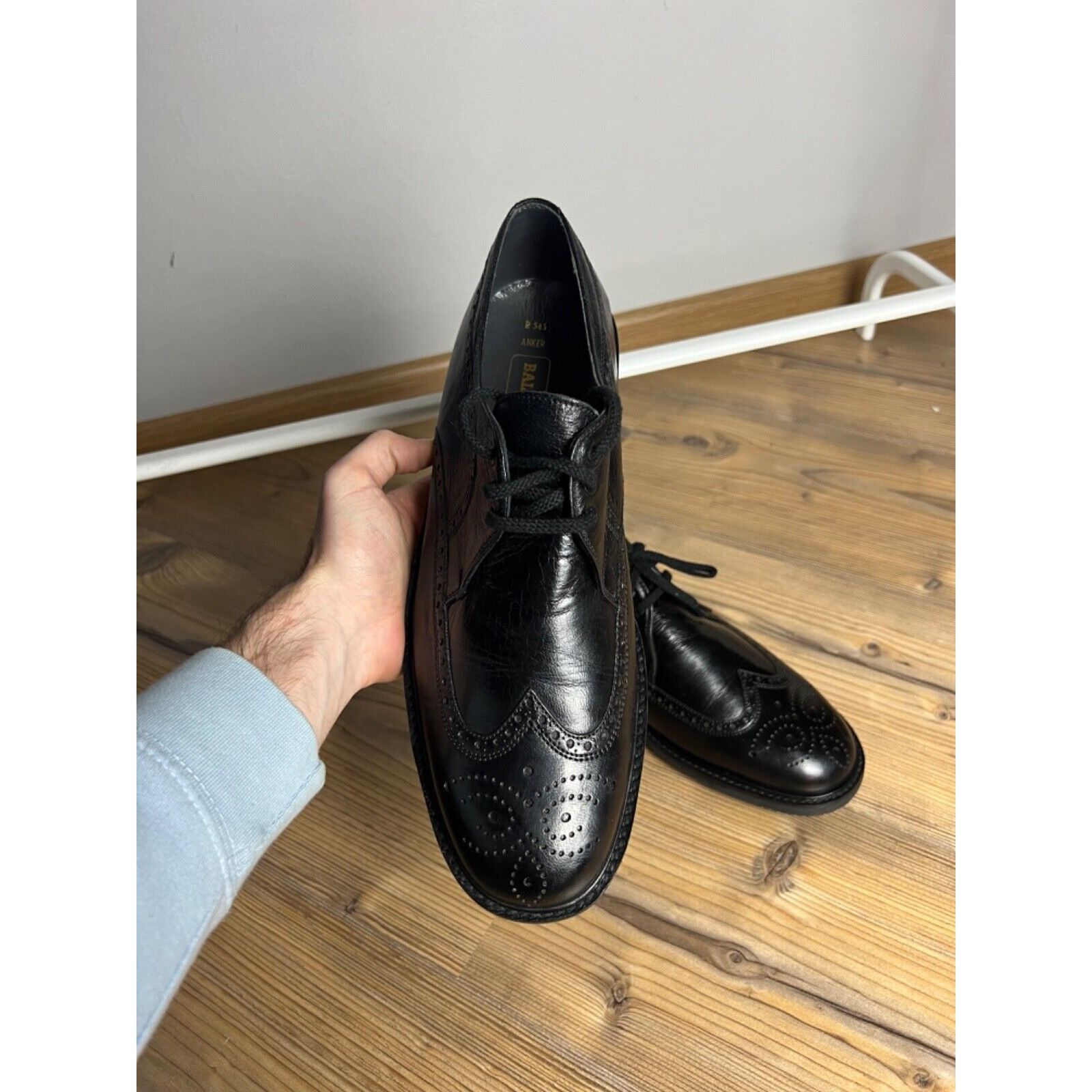 Bally MINT! Bally Anker Black Men`s Leather Derby Brogues Shoes Si Size US 11 / EU 44 - 6 Thumbnail
