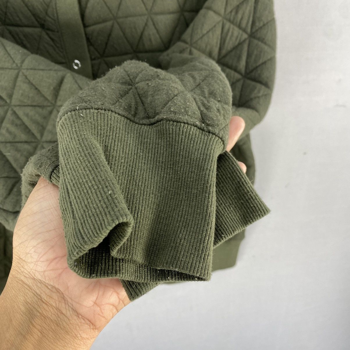 Japanese Brand Season Reason Quilted Snap Button Cardigan | Olive Green Size US M / EU 48-50 / 2 - 10 Thumbnail