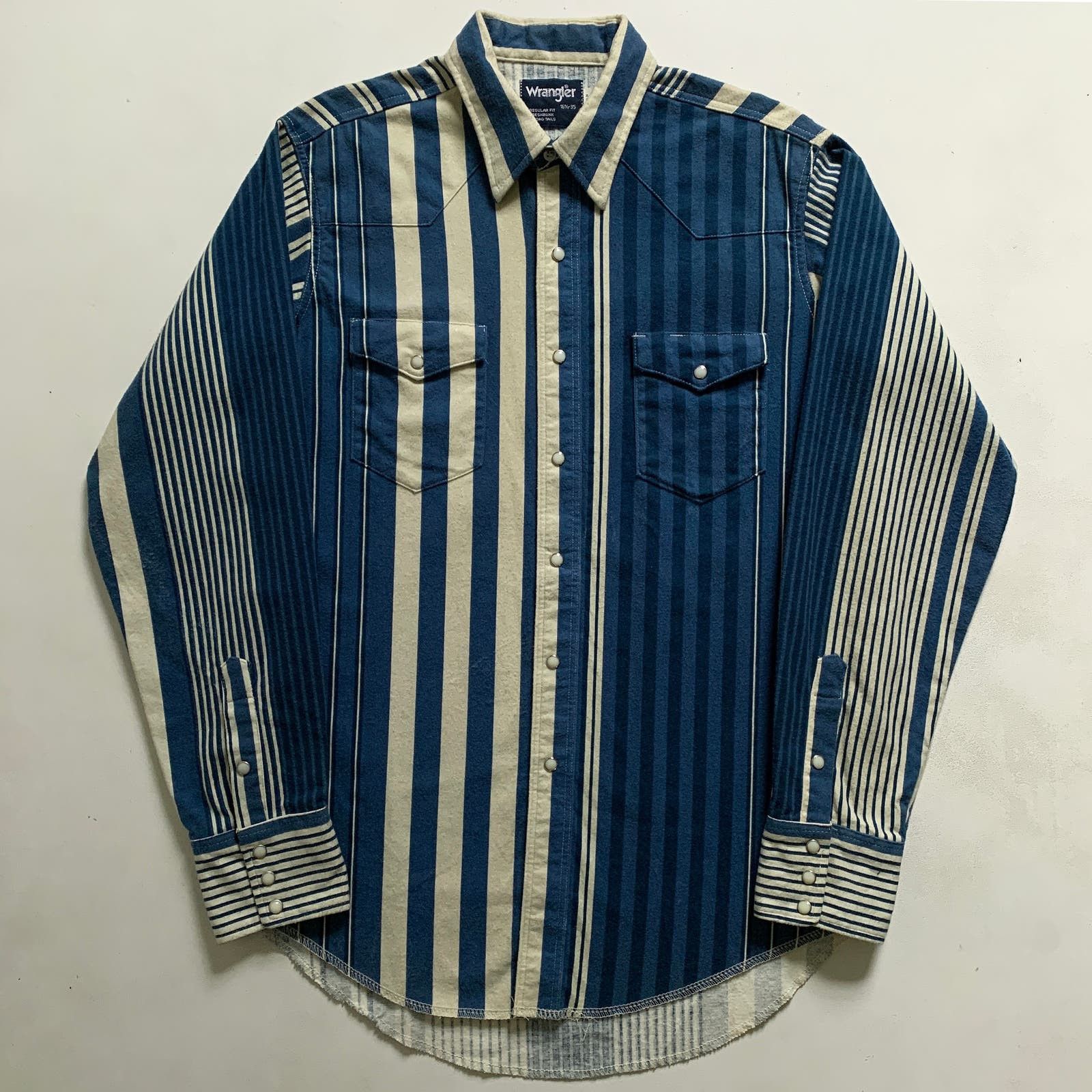 image of Vintage 90's Wrangler Brushpopper Pearl Snap Western Shirt, Men's (Size Medium)