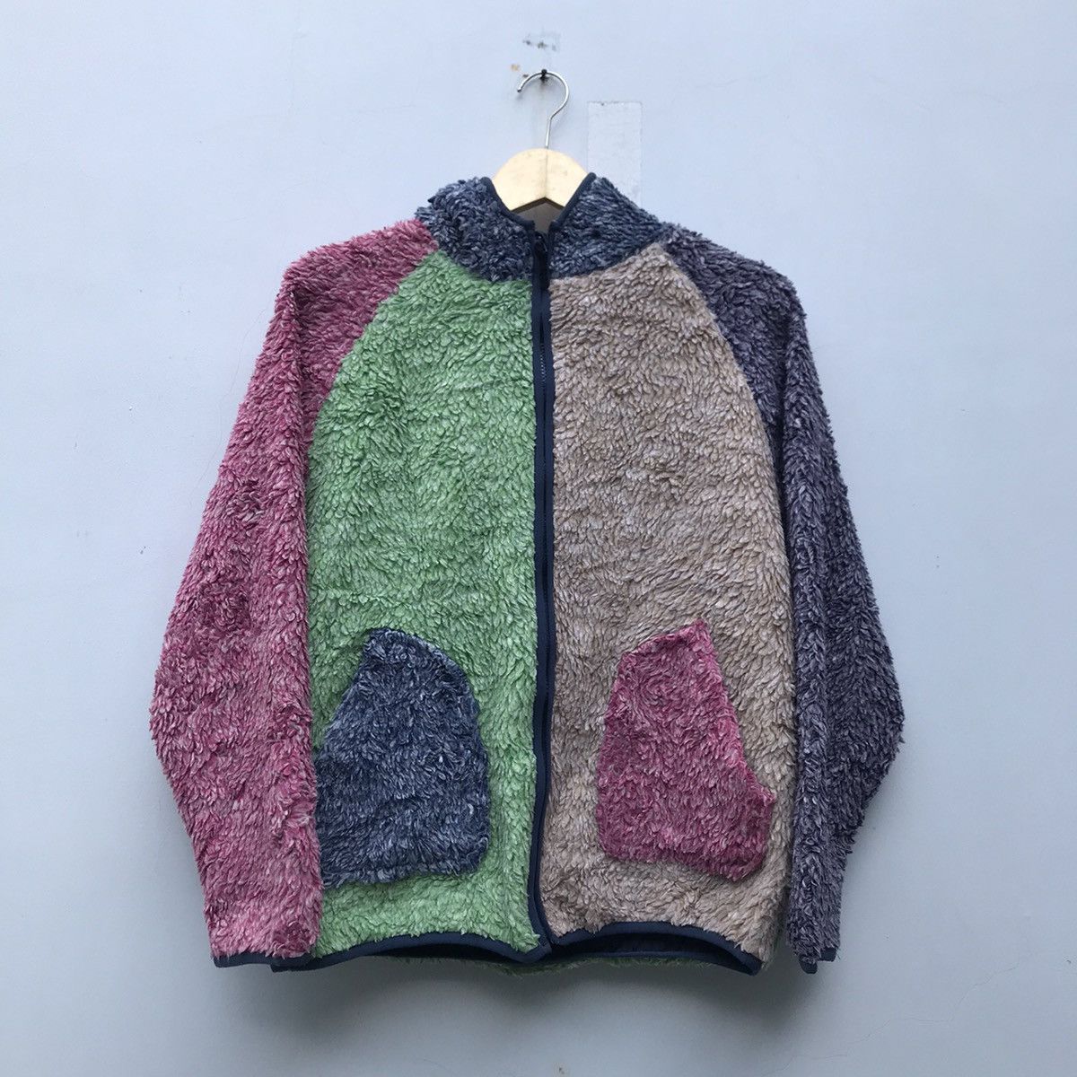 Japanese Brand × Vintage Vintage rare Rough fur fleece jacket world printing factory Size US M / EU 48-50 / 2 - 6 Thumbnail