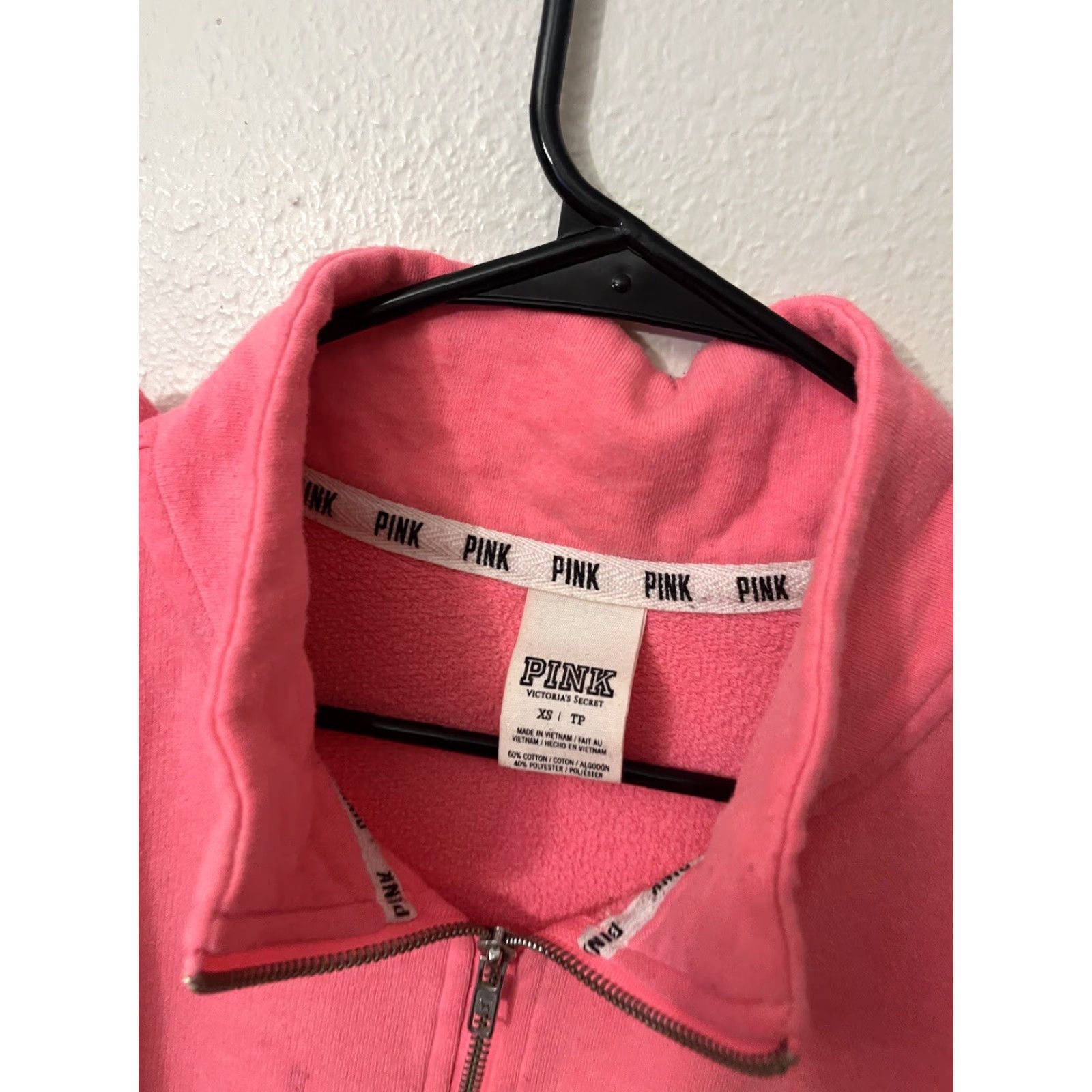 Pinko PINK Sweatshirt Women XS Logo 1/4 Zip Fleece Pullover Mock Neck Victoria's Secret PINK Clothes Sports Activewear Casual Womens Size XS / US 0-2 / IT 36-38 - 2 Thumbnail