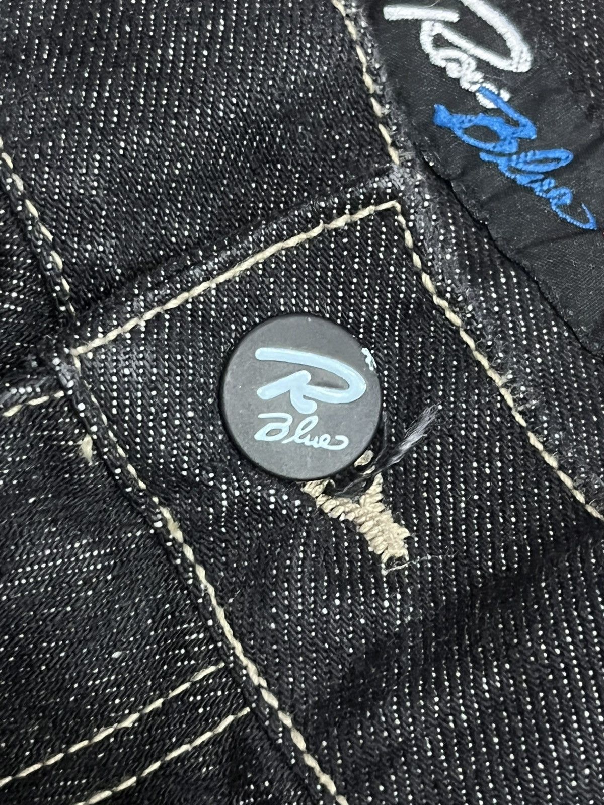 JNCO ⚡️Baggy⚡️Vintage Raw Blue Company Dark Washed Graffiti Jeans Size US 42 / EU 58 - 5 Thumbnail