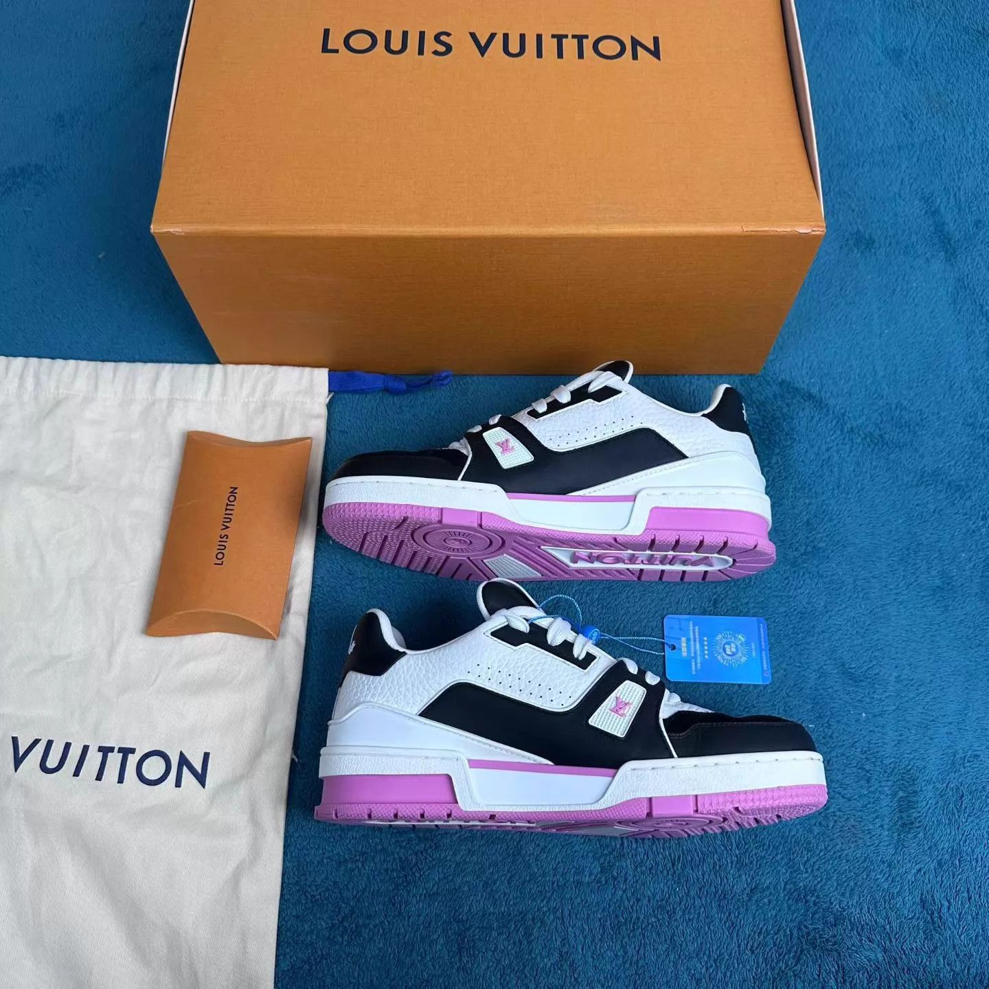 Louis Vuitton LV Trainer Low-Top Black Pink 37 NM With Accs Size US 6.5 / IT 36.5 - 3 Thumbnail