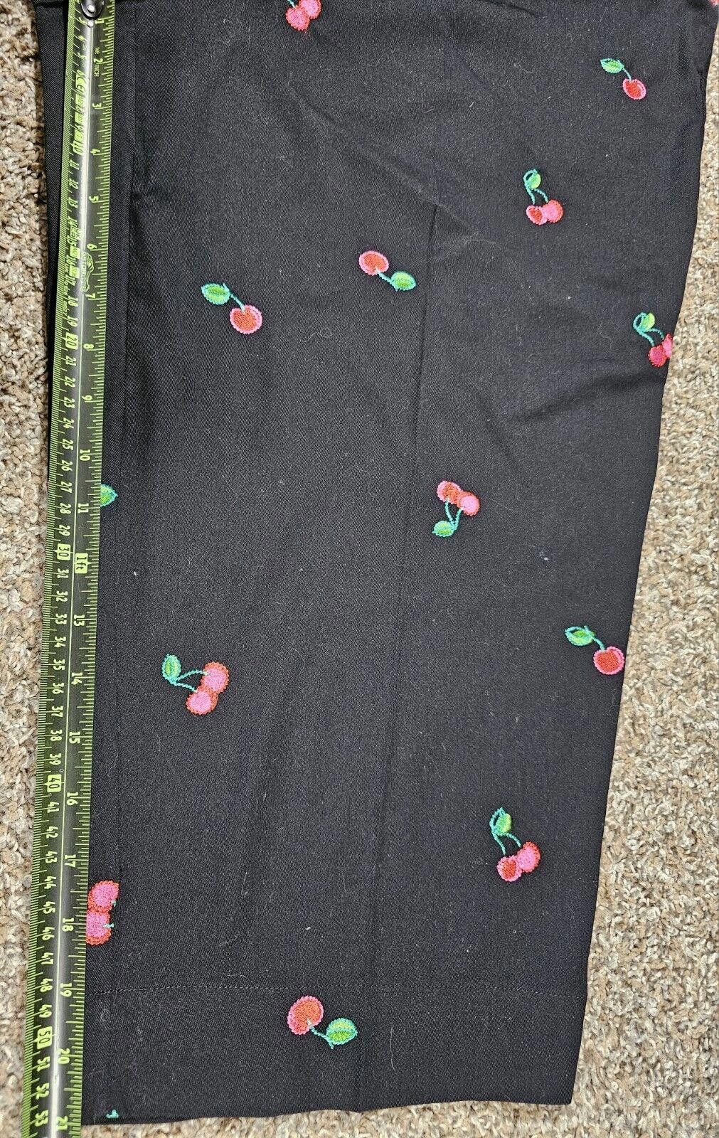 Designer Breckenridge Woman 18W Black Cherries Cutoff Pant Drawstring Size 40" / US 18 - 8 Thumbnail