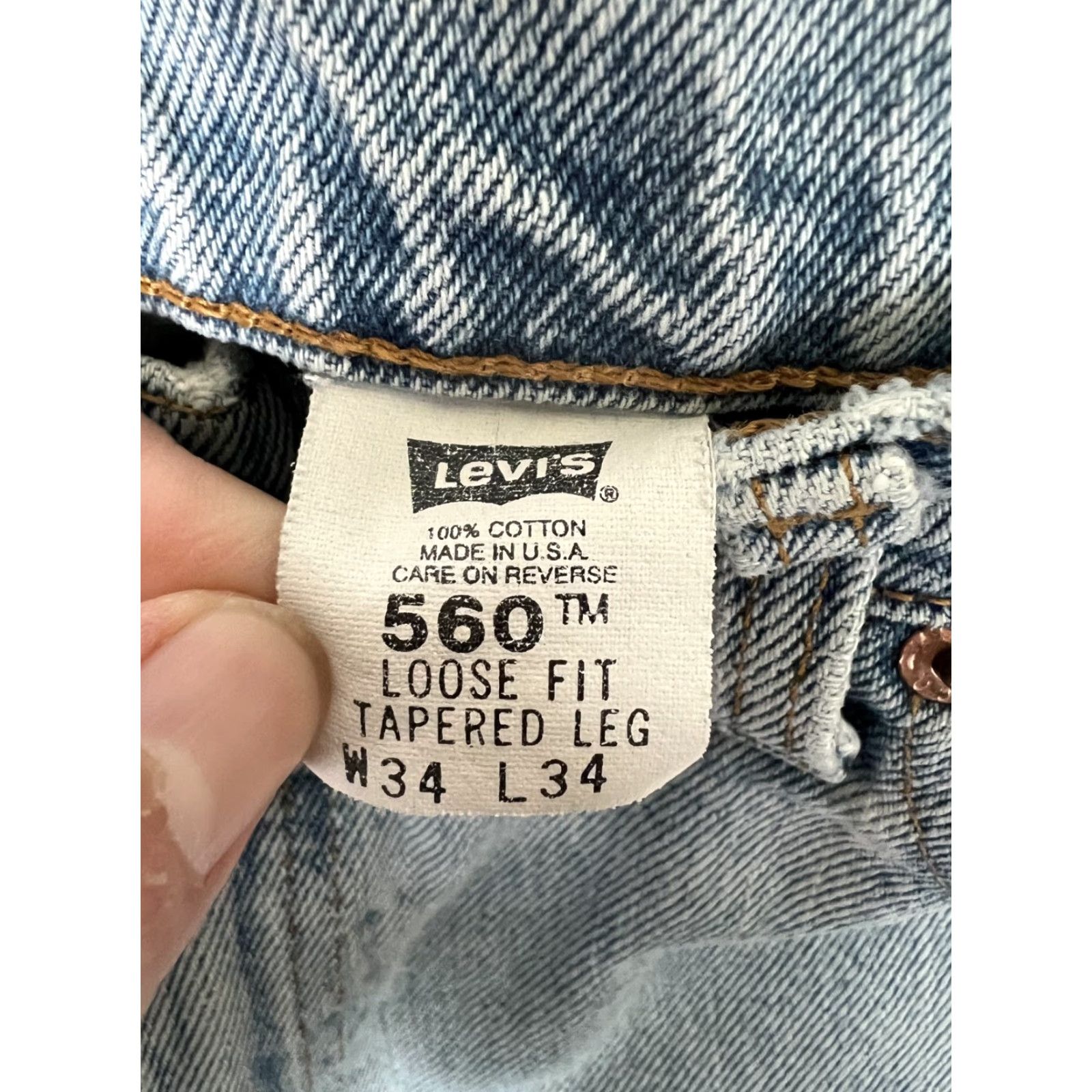 Levi's VINTAGE Levi’s 560 Jeans Mens 32x34 Blue Loose Fit Tapered Leg Made in USA Size US 32 / EU 48 - 4 Thumbnail