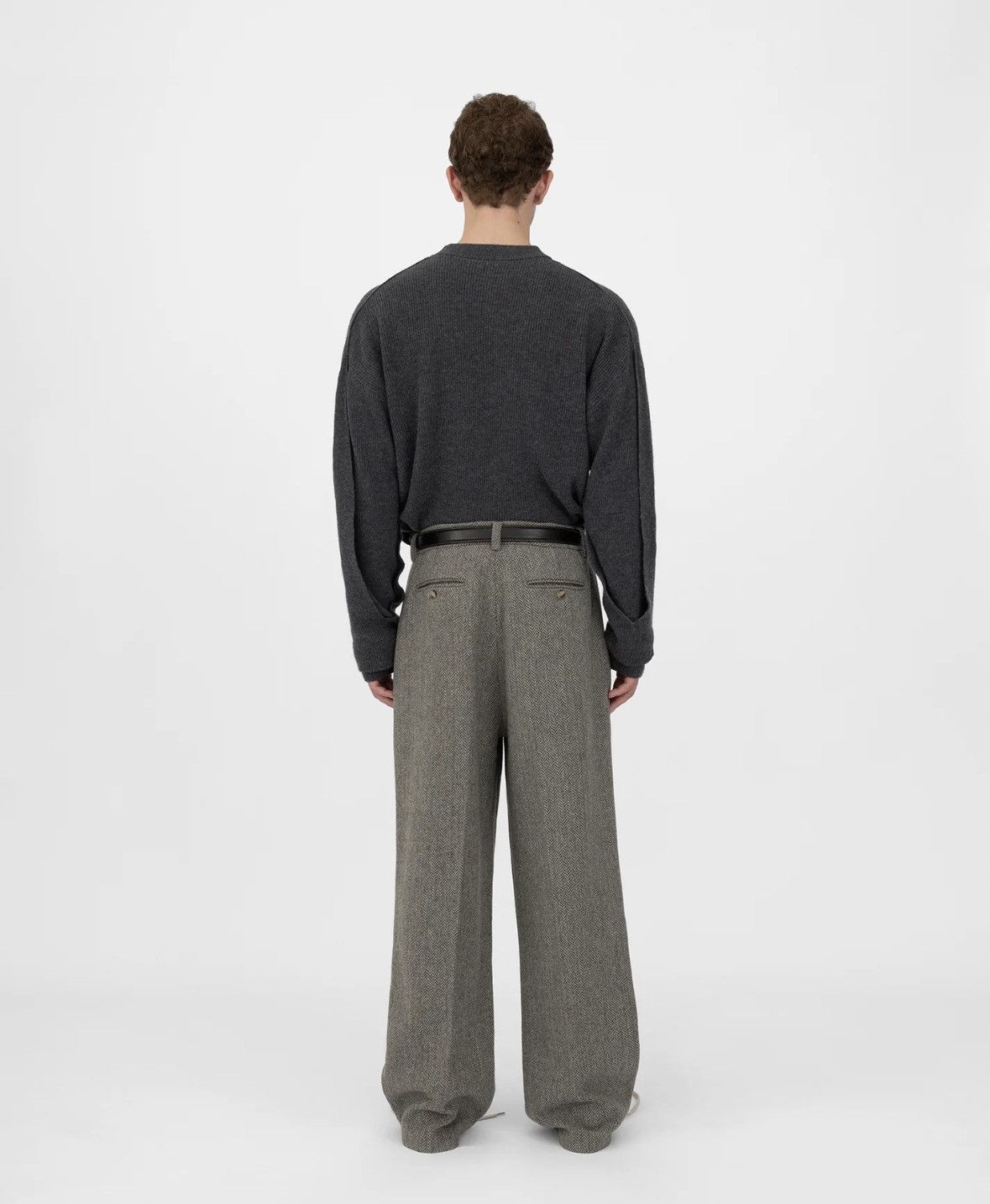 Other O.Files HERRINGBONE WOOL TROUSERS in green/grey Size US 32 / EU 48 - 6 Thumbnail