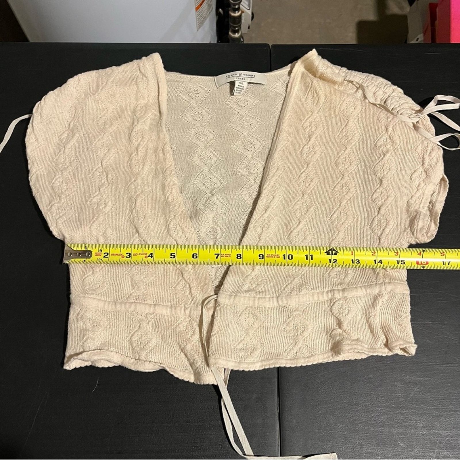 Other Forth & Towne Prize Cream Knit Cropped Short Sleeve Cardigan Size M / US 6-8 / IT 42-44 - 6 Thumbnail