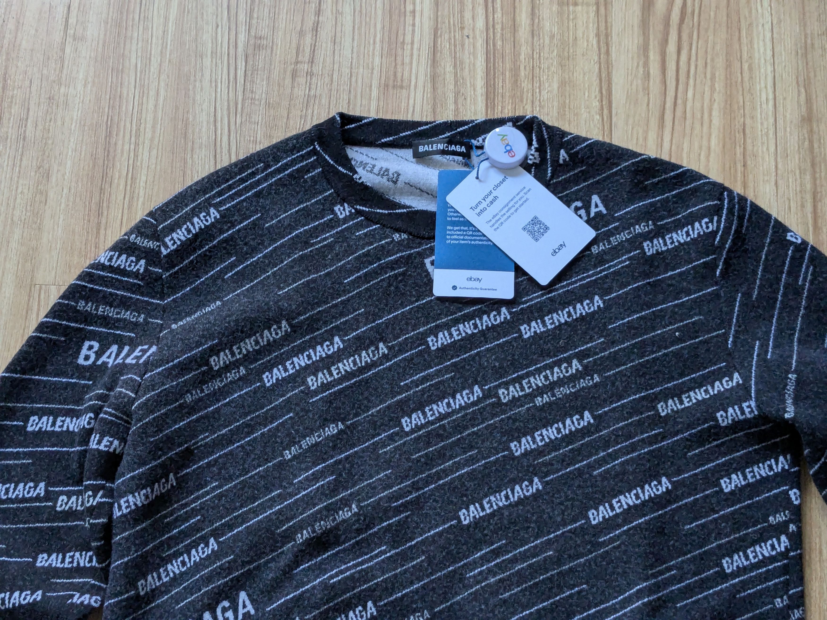 Balenciaga Balenciaga Sweater Jacquard Logo Black White Medium Size US M / EU 48-50 / 2 - 5 Thumbnail