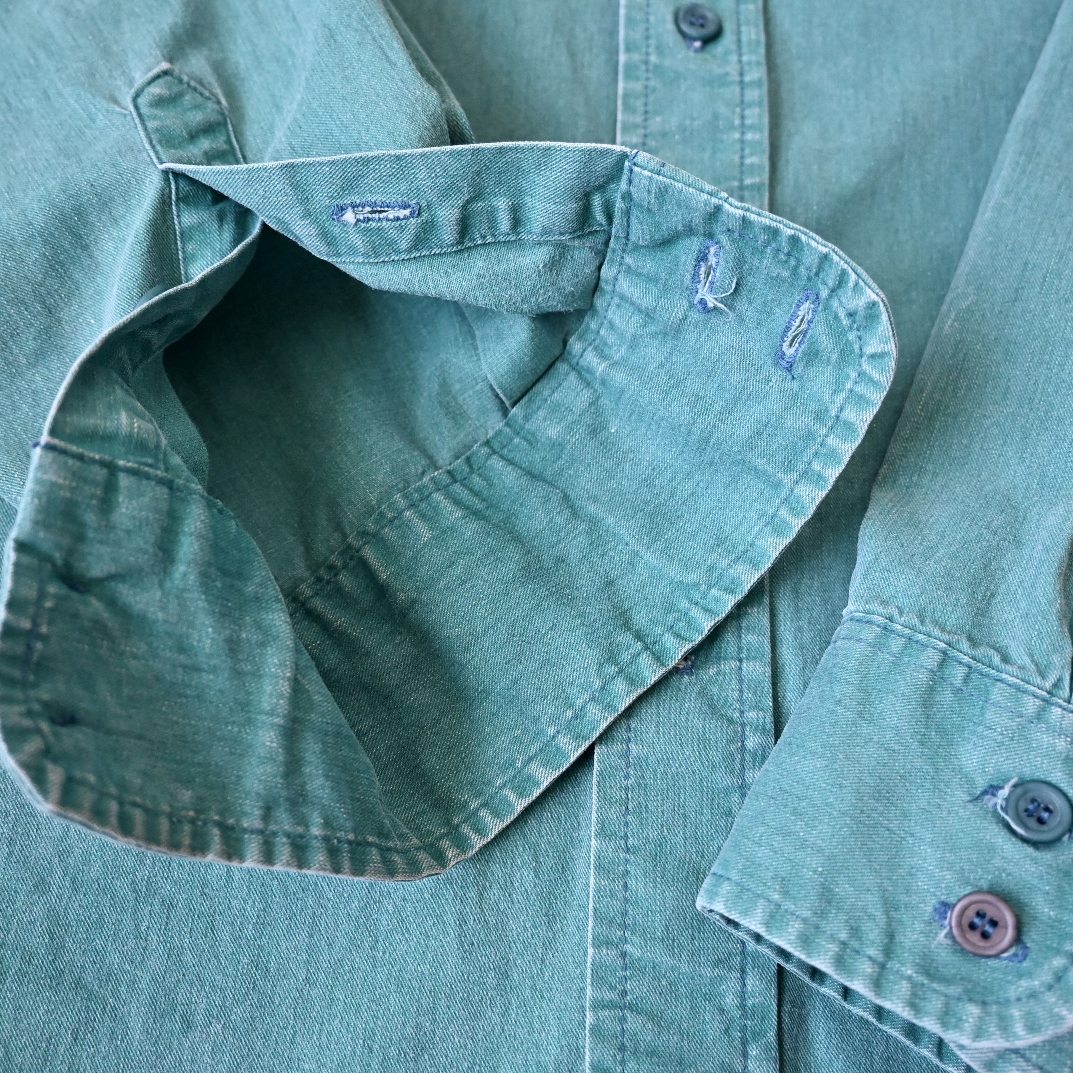 Vintage VTG 90s Wrangler brushpopper shirt solid emerald 16 - 35 Size US L / EU 52-54 / 3 - 7 Thumbnail