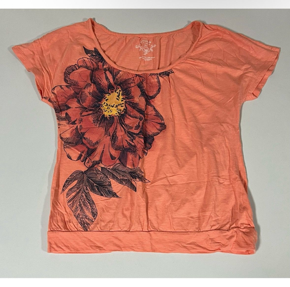 Sonoma Sonoma Orange Floral Y2K Shirt Top Blouse Size S (Petite) 🌸✨ Size S / US 4 / IT 40 - 2 Thumbnail