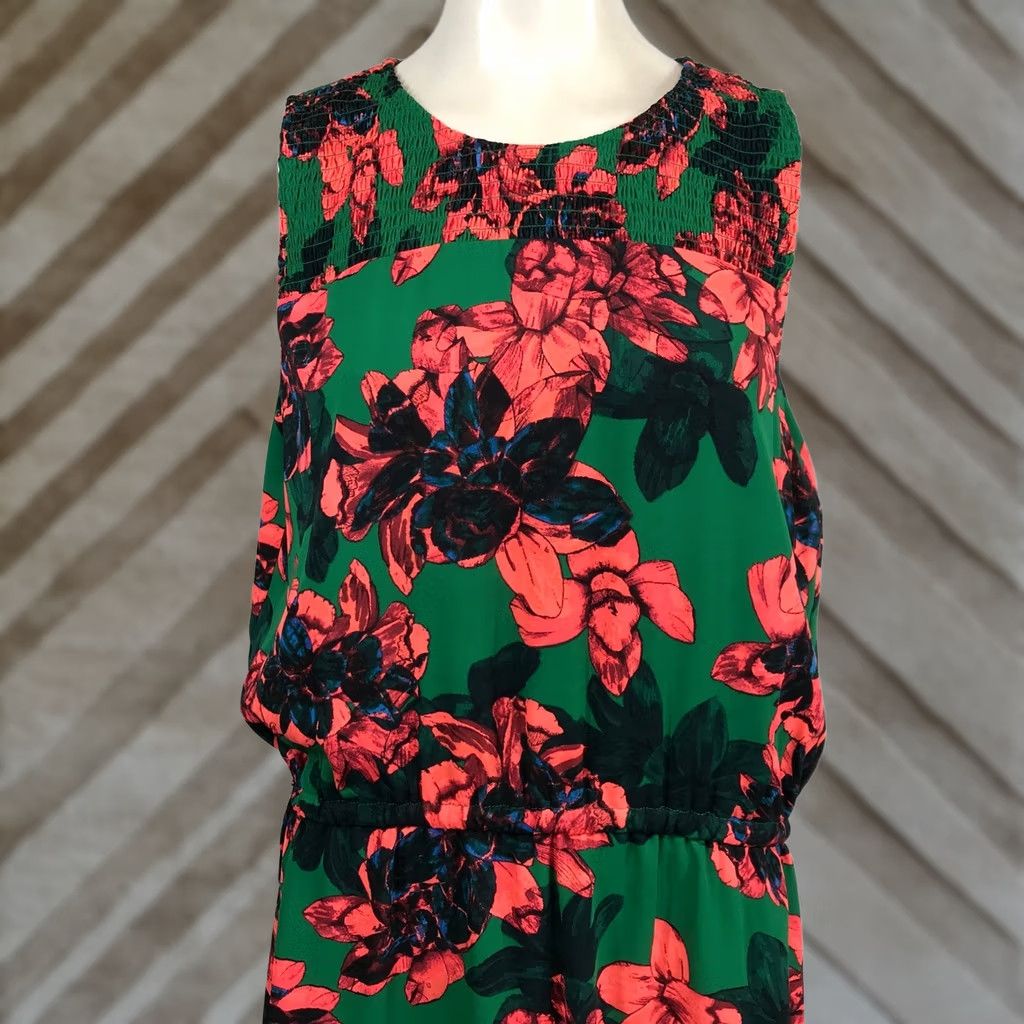 Vince Camuto Vince Camuto Green Floral Smocked Blouson Sleeveless Dress Womens M Size M / US 6-8 / IT 42-44 - 1 Thumbnail