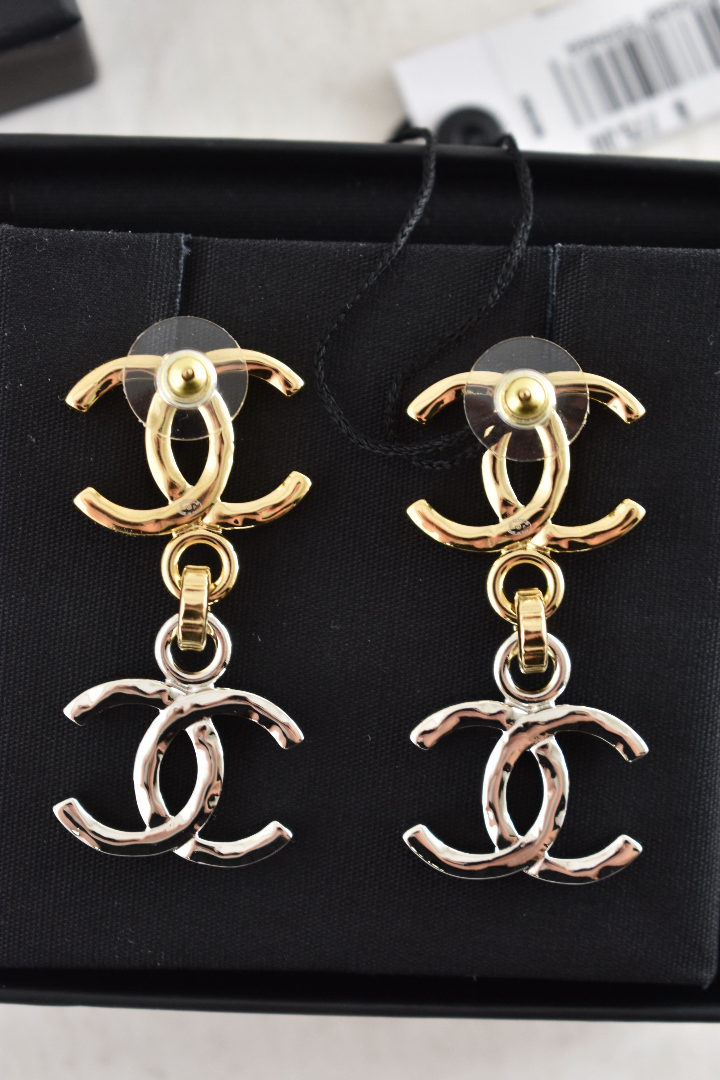 Chanel 26P Silver Mixed Metals XL CC Logo Dangle Drop Earrings Size ONE SIZE - 10 Thumbnail