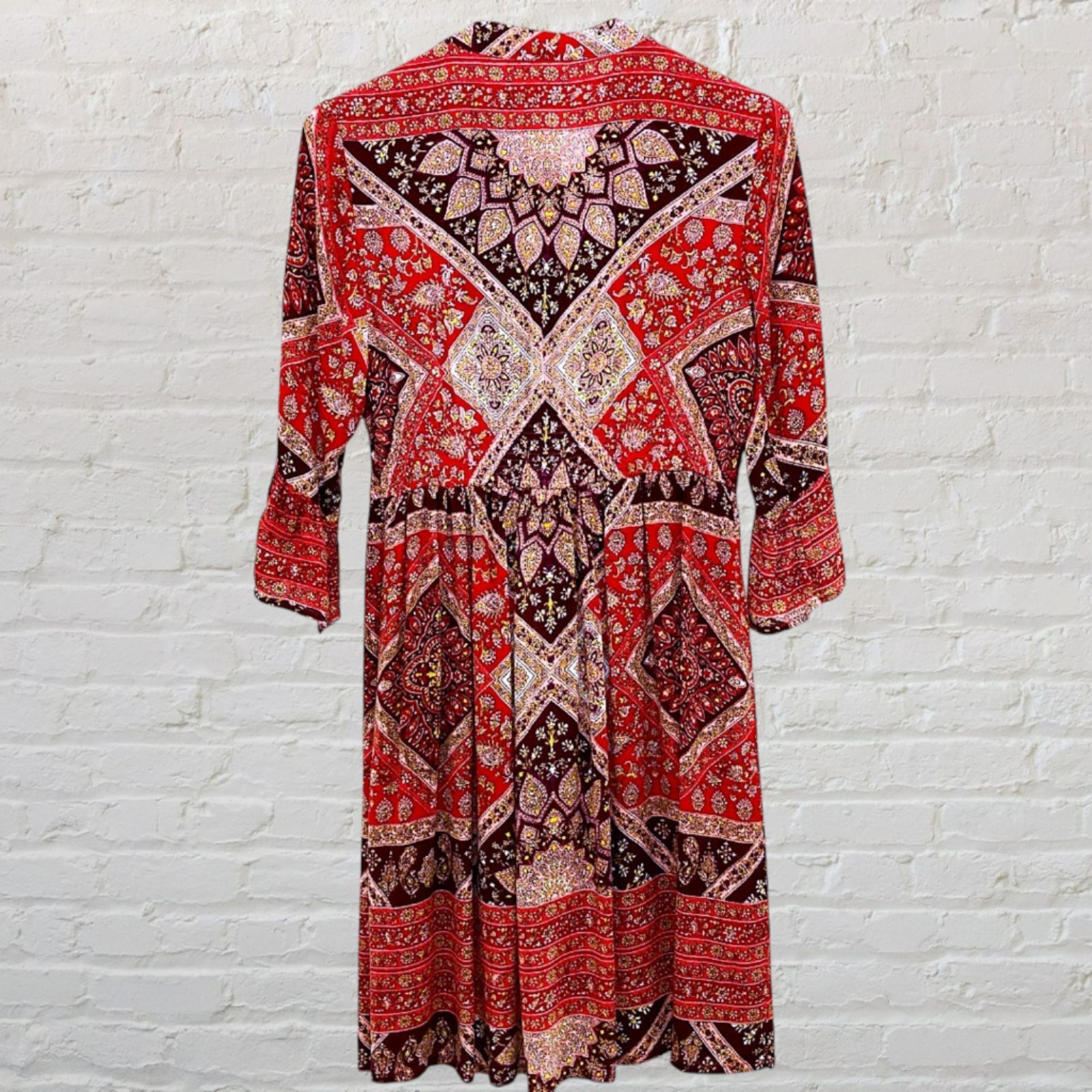 Other India Fashion Red Mandala Mini Dress M Size M / US 6-8 / IT 42-44 - 3 Thumbnail