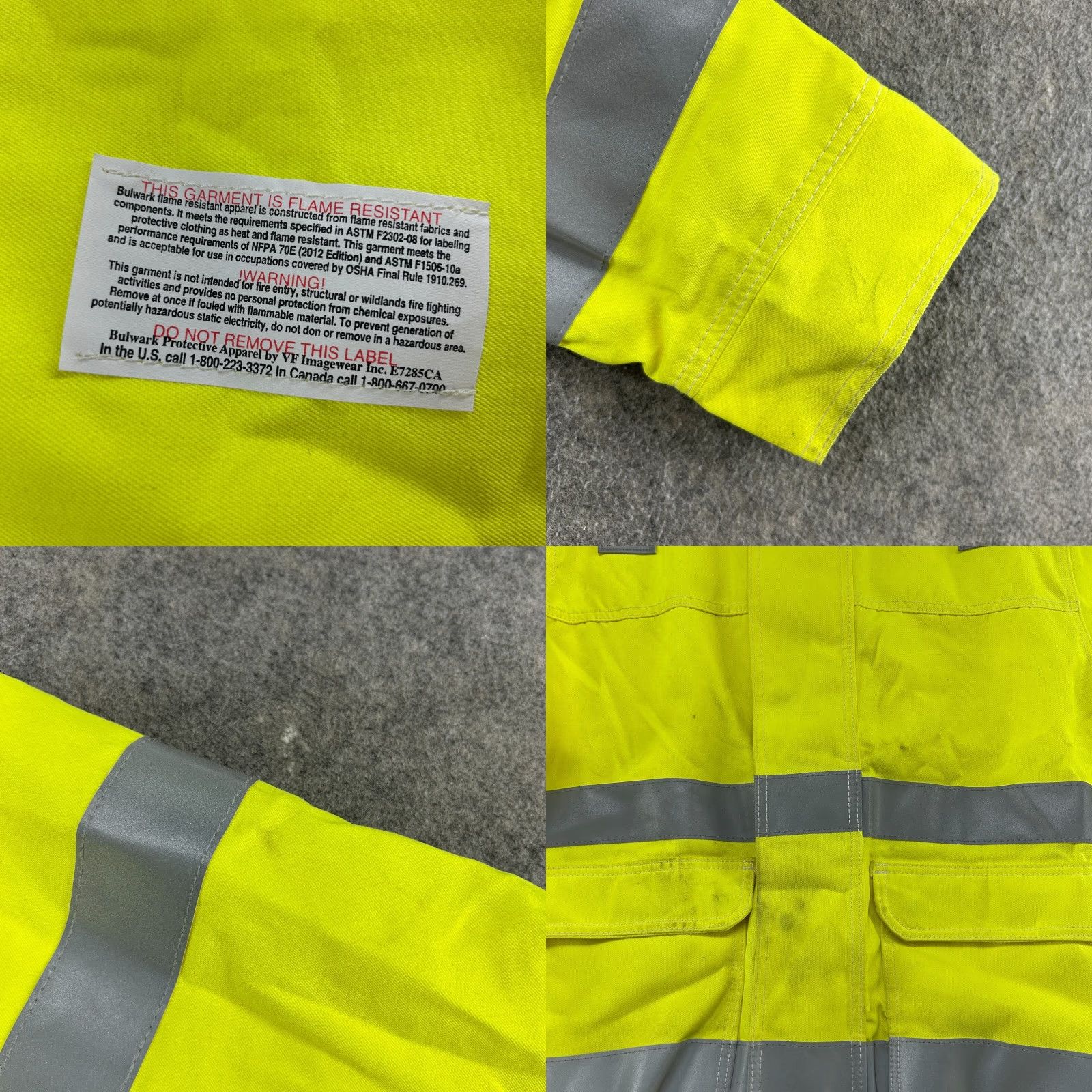 Vintage Bulwark Jacket Mens L Yellow Flame Resistant Hi Vis Reflective 31 ATPV Jacket Long Sleeve Men Reflective Bulwark Yellow L Men Size US L / EU 52-54 / 3 - 8 Thumbnail