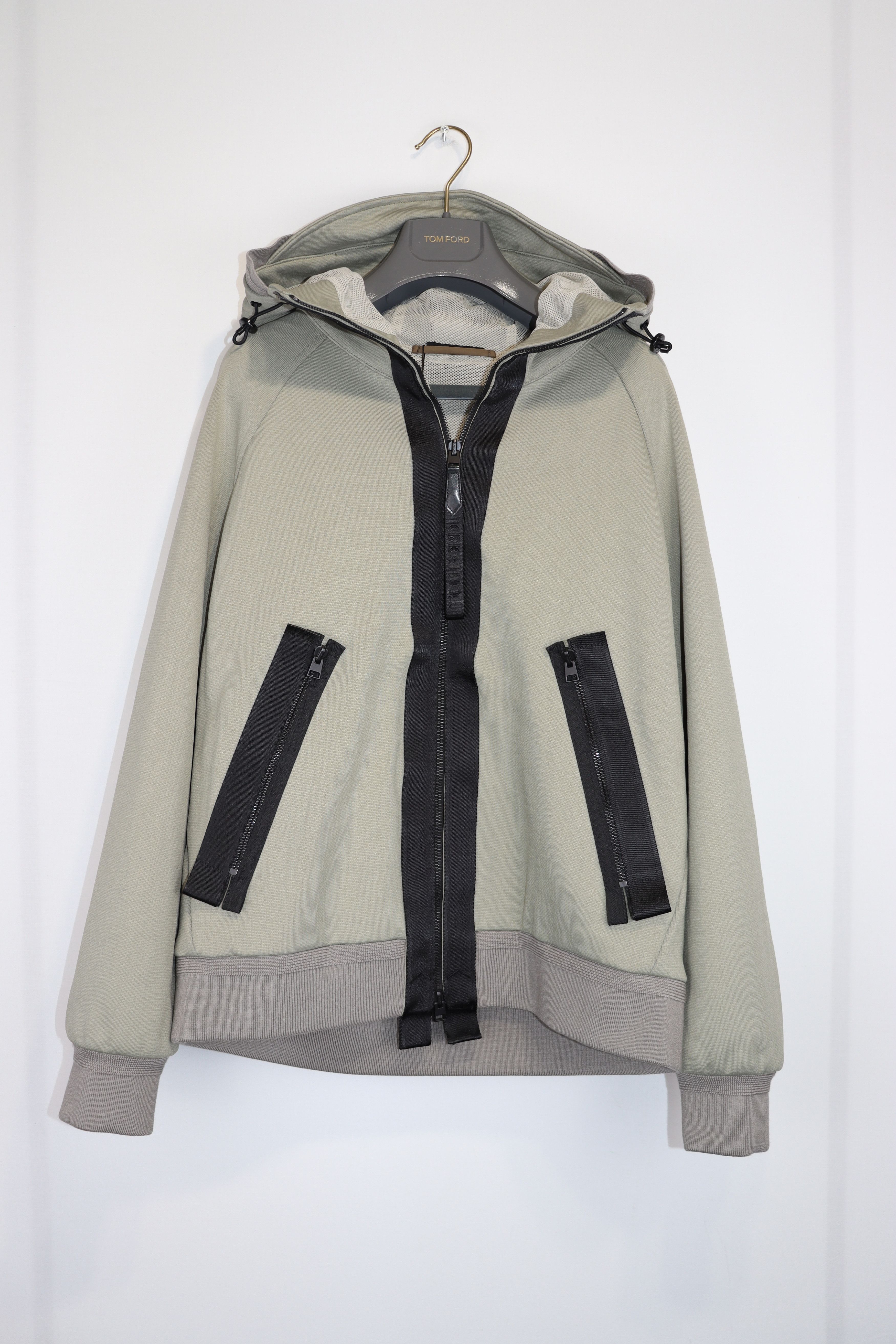 Tom Ford o1rshd1 Zip Up Jacket Hoodie in Light Stone Grey Size US M / EU 48-50 / 2 - 2 Thumbnail