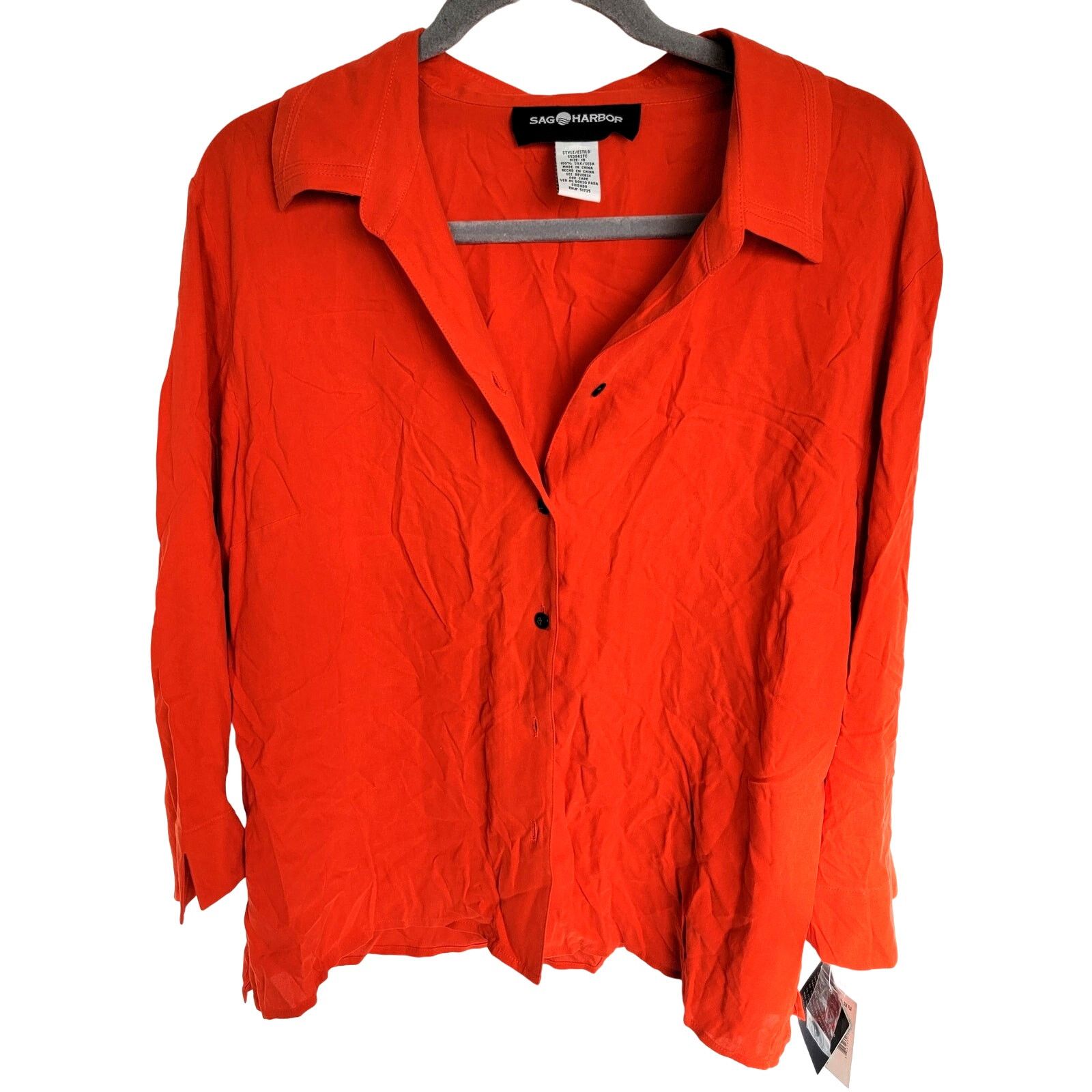 Other Y2K Gauva Red Orange 100% Silk Button-Up Shirt Size 18 Size XXL / US 16-18 / IT 52-54 - 1 Thumbnail