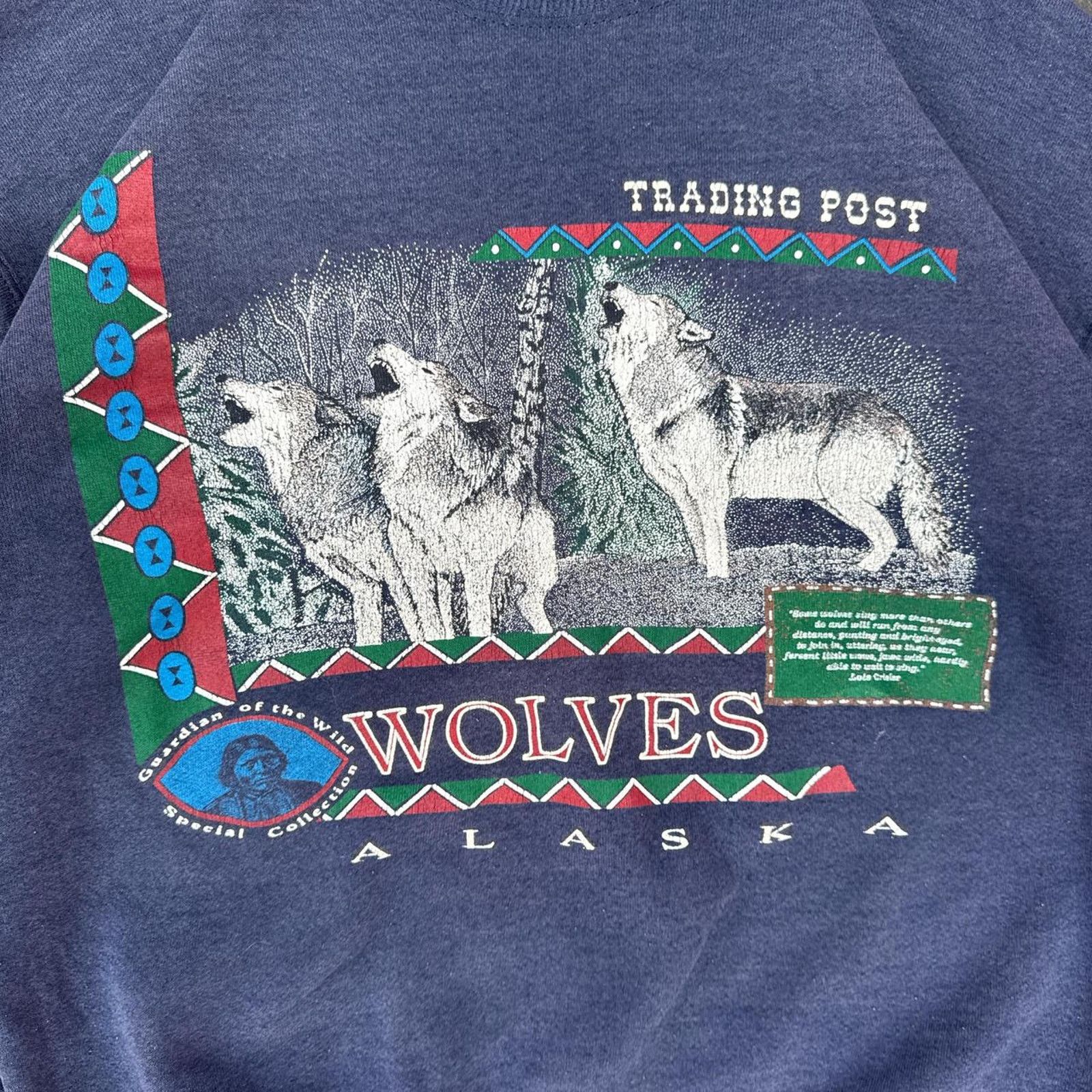 Vintage Vintage 90s Guardian of the Wolf Crewneck – Size Large Size US L / EU 52-54 / 3 - 3 Thumbnail