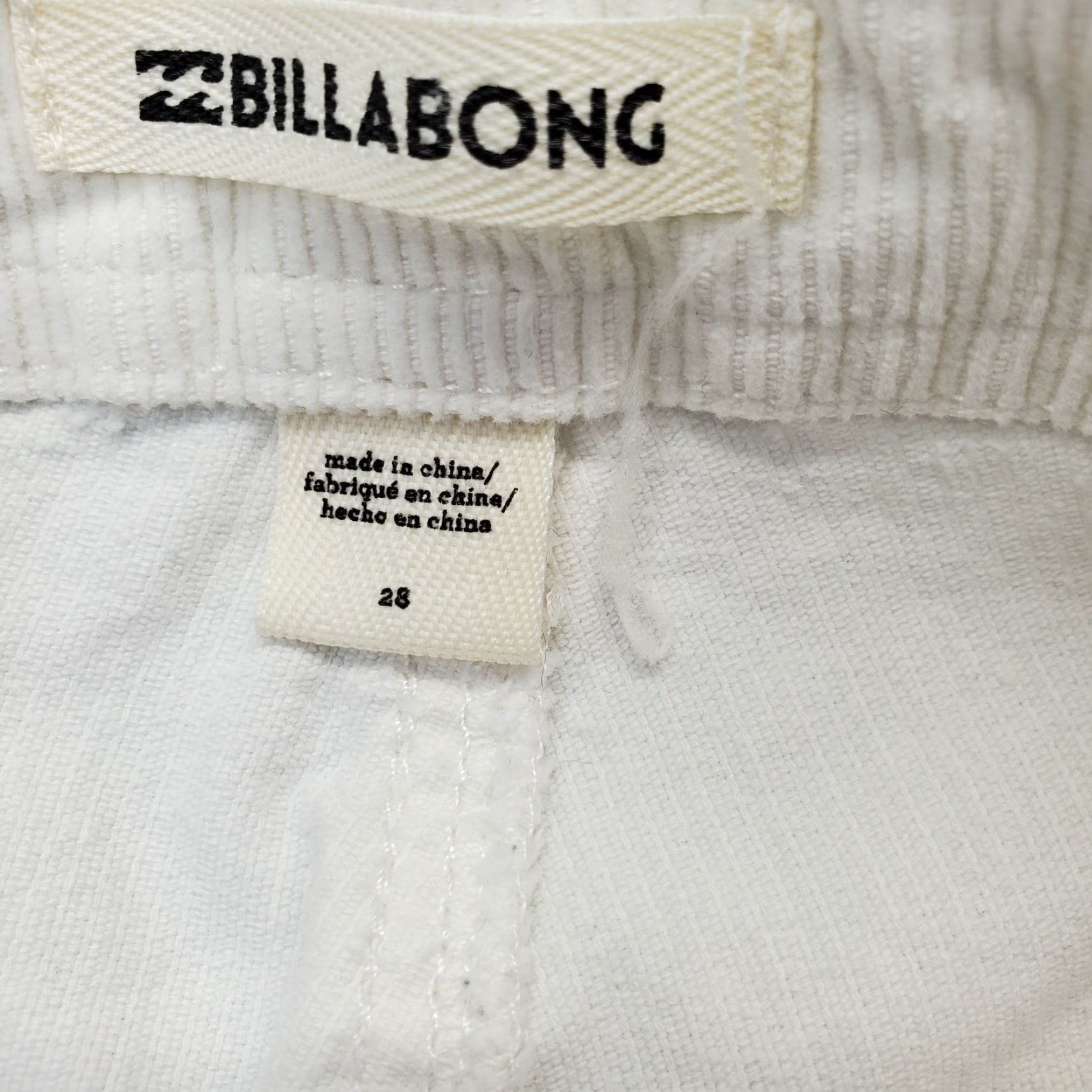 Billabong Billabong Womens Corduroy Pants 28 White Classic Flat Front Straight Button Fly Pants Size 28" / US 6 / IT 42 - 6 Thumbnail