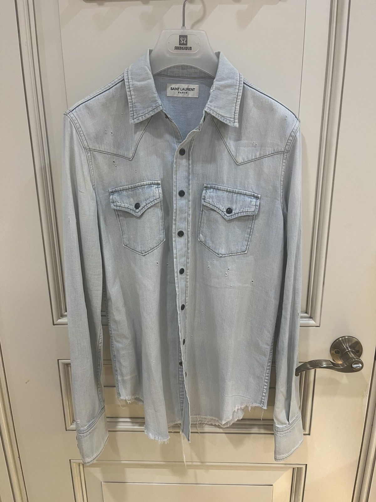 Saint Laurent Paris Distressed western denim shirt size M Size US M / EU 48-50 / 2 - 3 Thumbnail