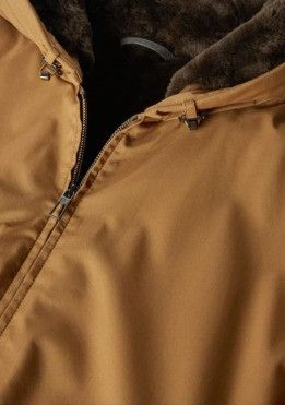 o1srvl11e1125 Hooded Bomber Jacket in Brown