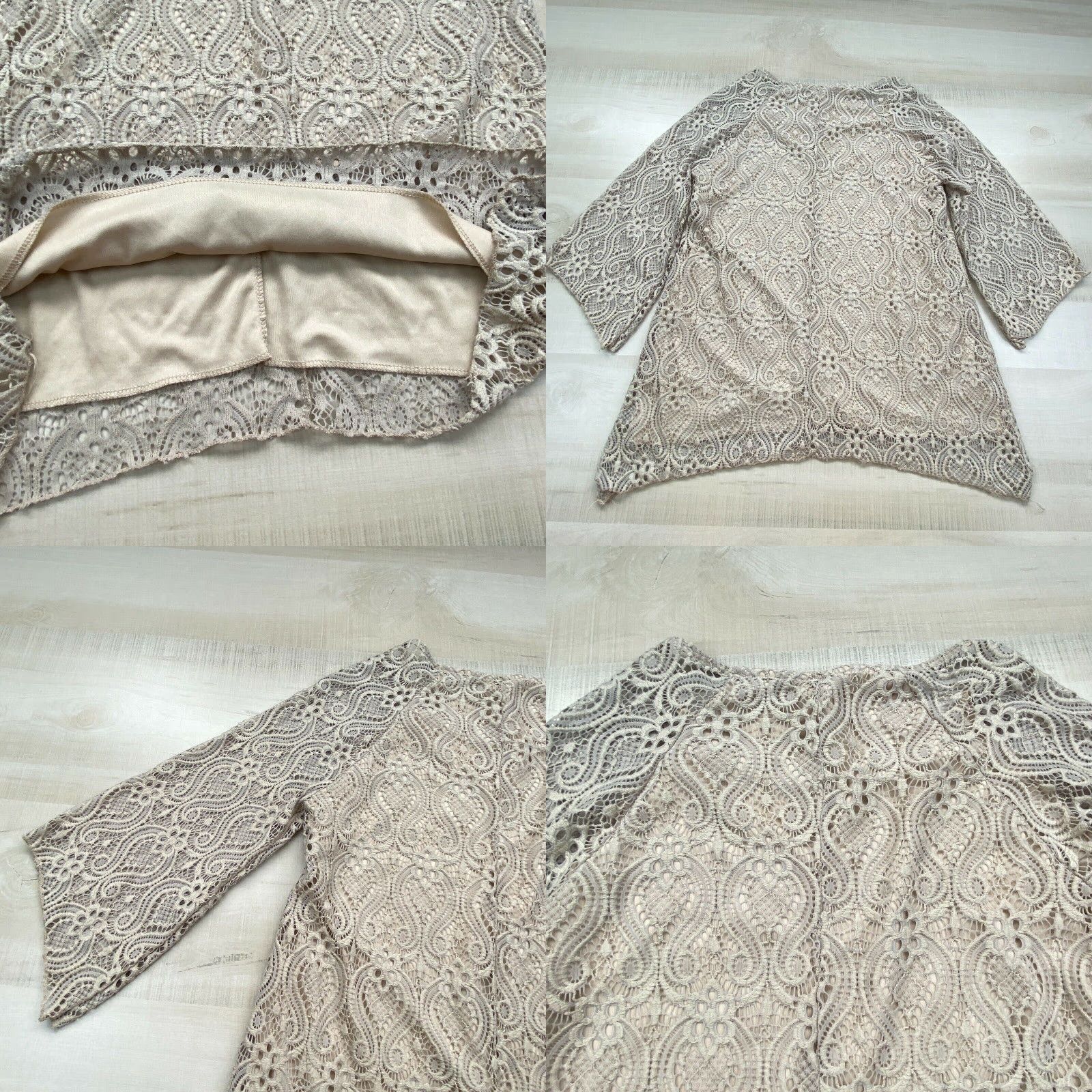 Vintage Brittany Black Womens Beige Lace 3/4 Sleeve Blouse Small Regular Fit Size S / US 4 / IT 40 - 8 Thumbnail