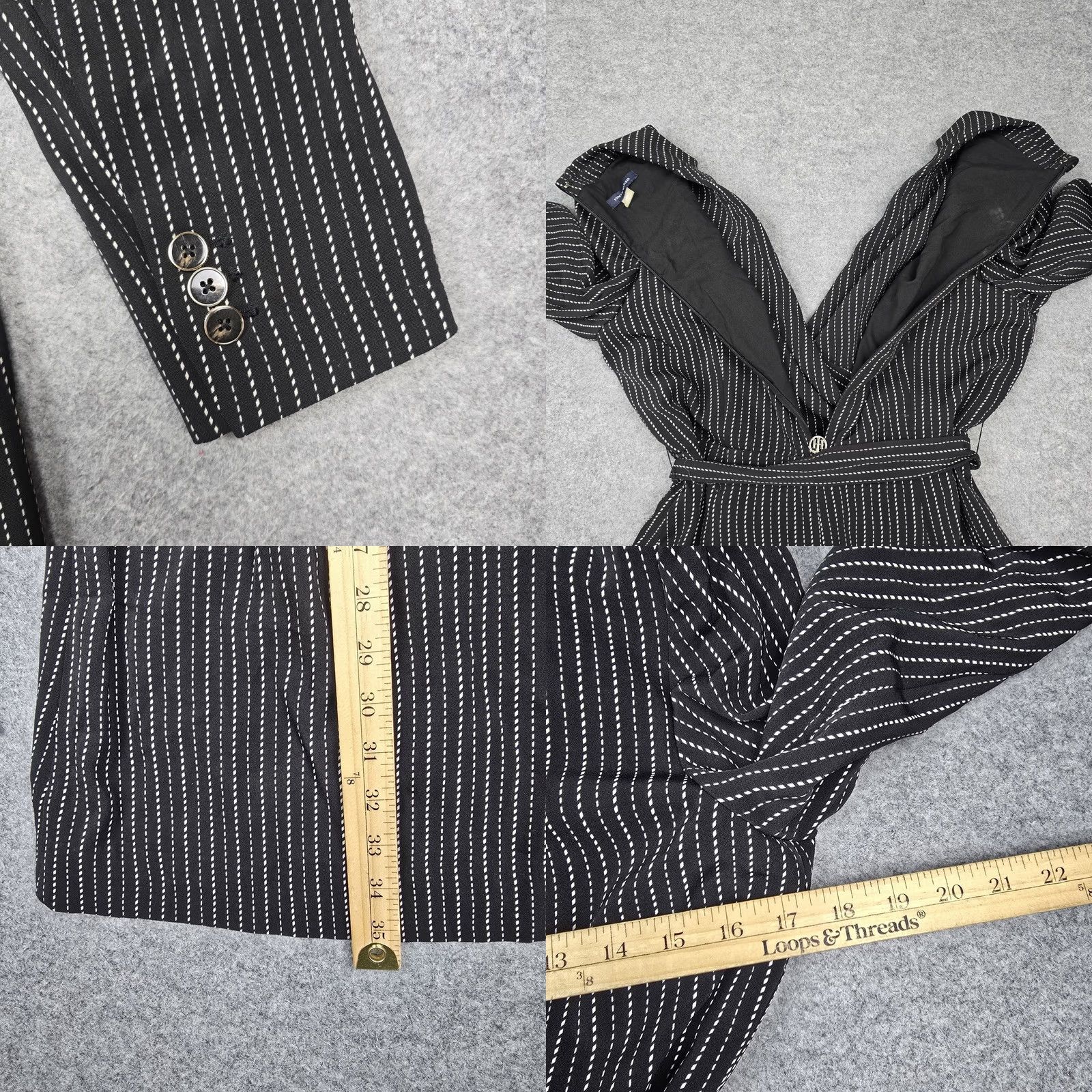 Tommy Hilfiger Tommy Hilfiger Dress Womens Black Stripe Wrap Sheath Belted Long Sleeve Work 10 Size L / US 10 / IT 46 - 8 Thumbnail