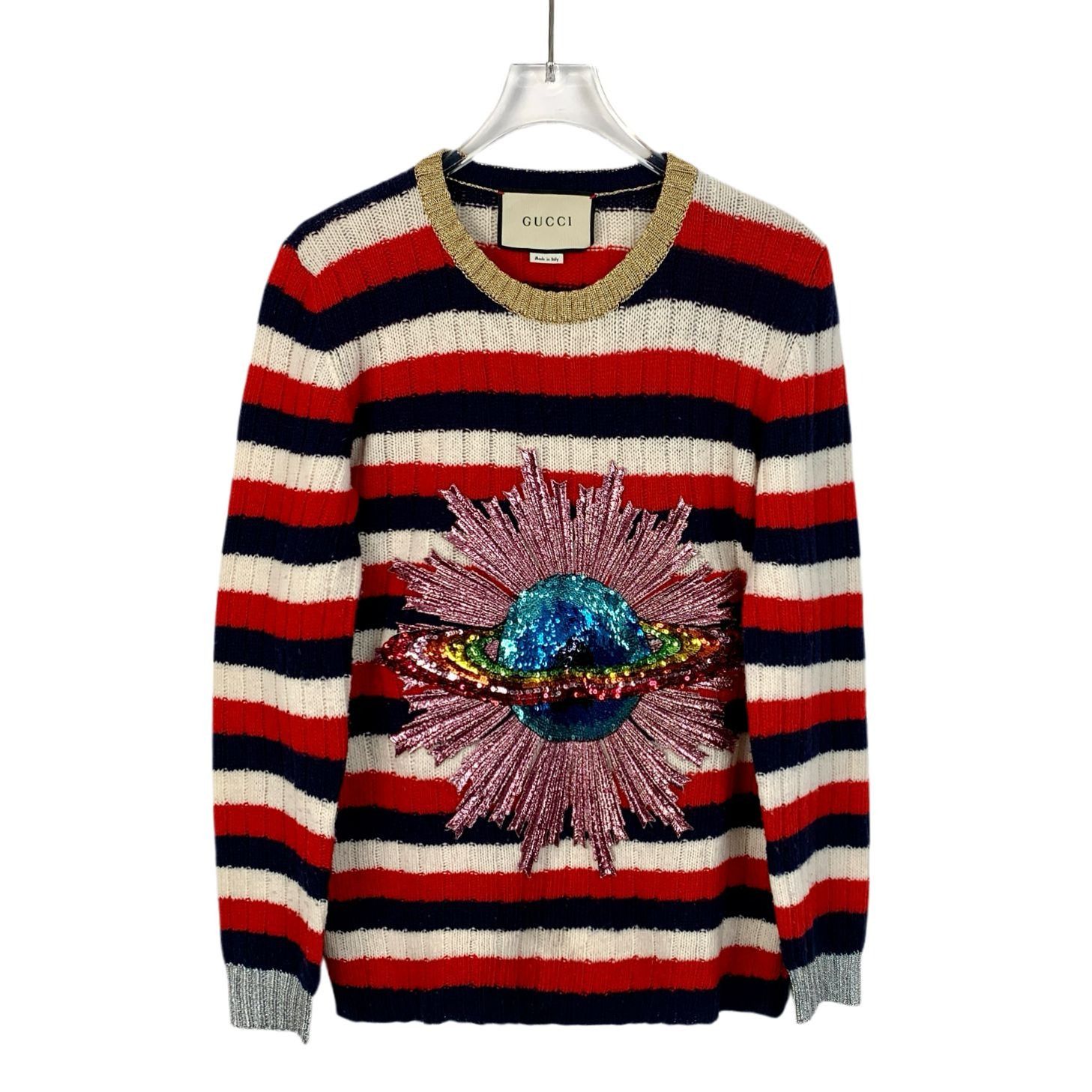Gucci Gucci Womens Striped Sweater With Sequin Planet Appliqué Size S / US 4 / IT 40 - 1 Thumbnail