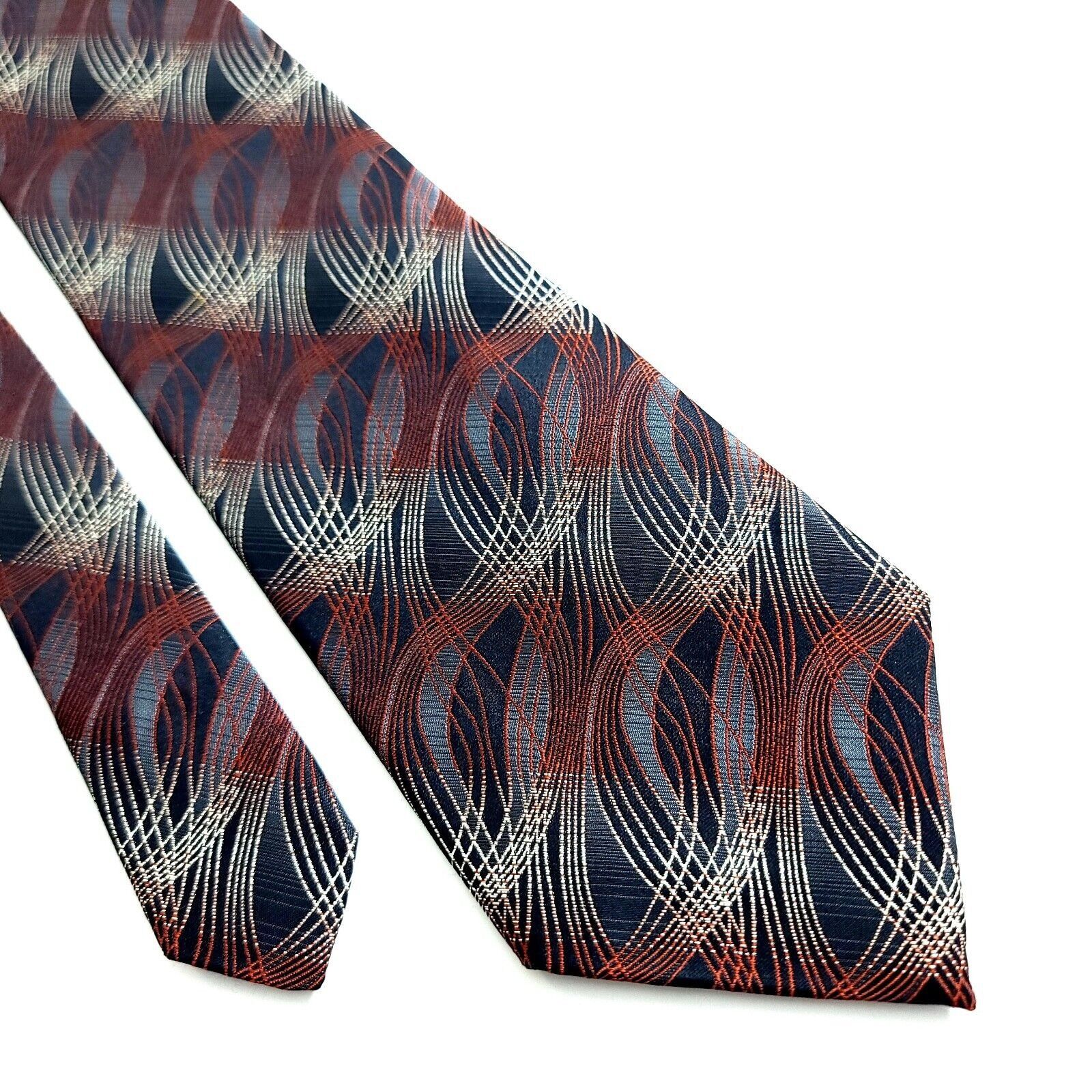 Pierre Cardin Pierre Cardin Abstract Brown Black Woven Wide Silk Tie Size ONE SIZE - 1 Thumbnail