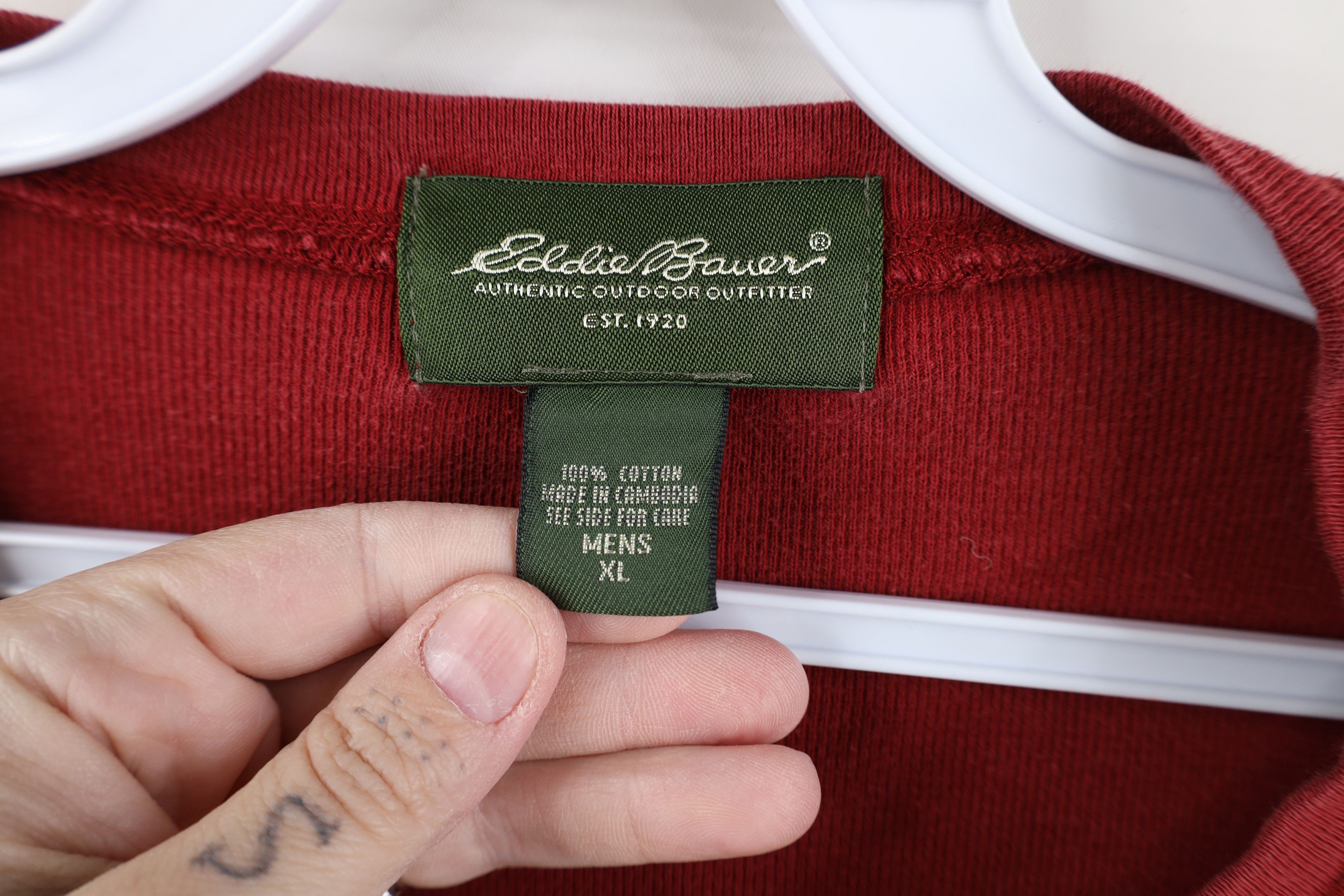 Eddie Bauer Vintage Eddie Bauer Waffle Knit Long Sleeve T-Shirt Red Size US XL / EU 56 / 4 - 4 Thumbnail