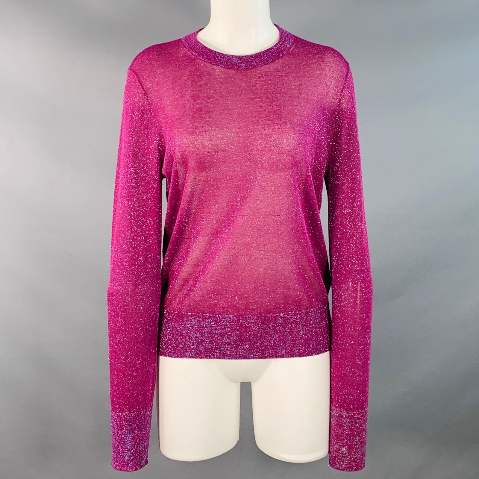 Sies Marjan SIES MARJAN Magenta Viscose Metallic Crew Neck Pullover Size S / US 4 / IT 40 - 1 Thumbnail
