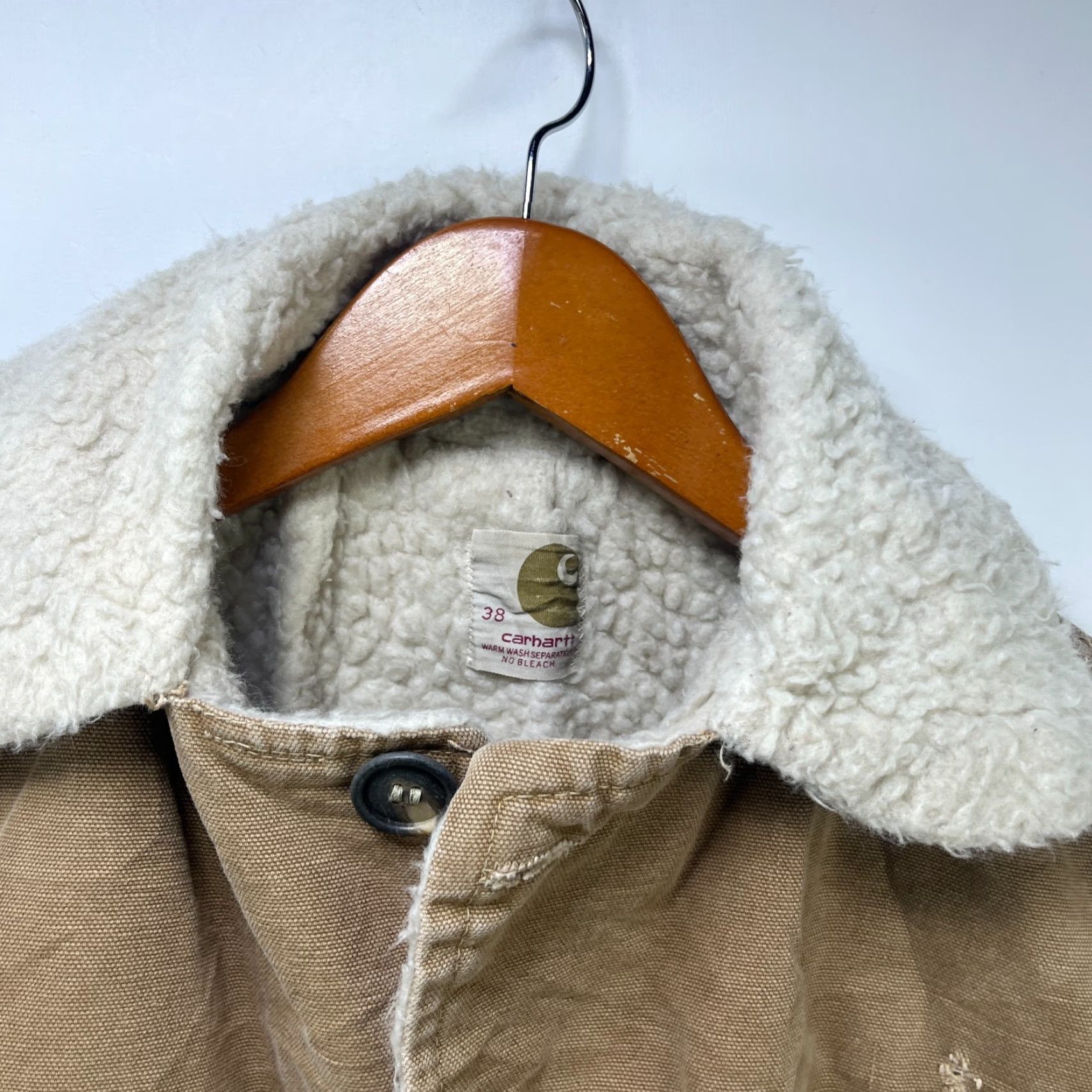 Carhartt VINTAGE Carhartt Jacket Barn Workwear Mens 38 Brown Canvas Sherpa Lined 70s J97 Size US XXS / EU 40 - 3 Thumbnail