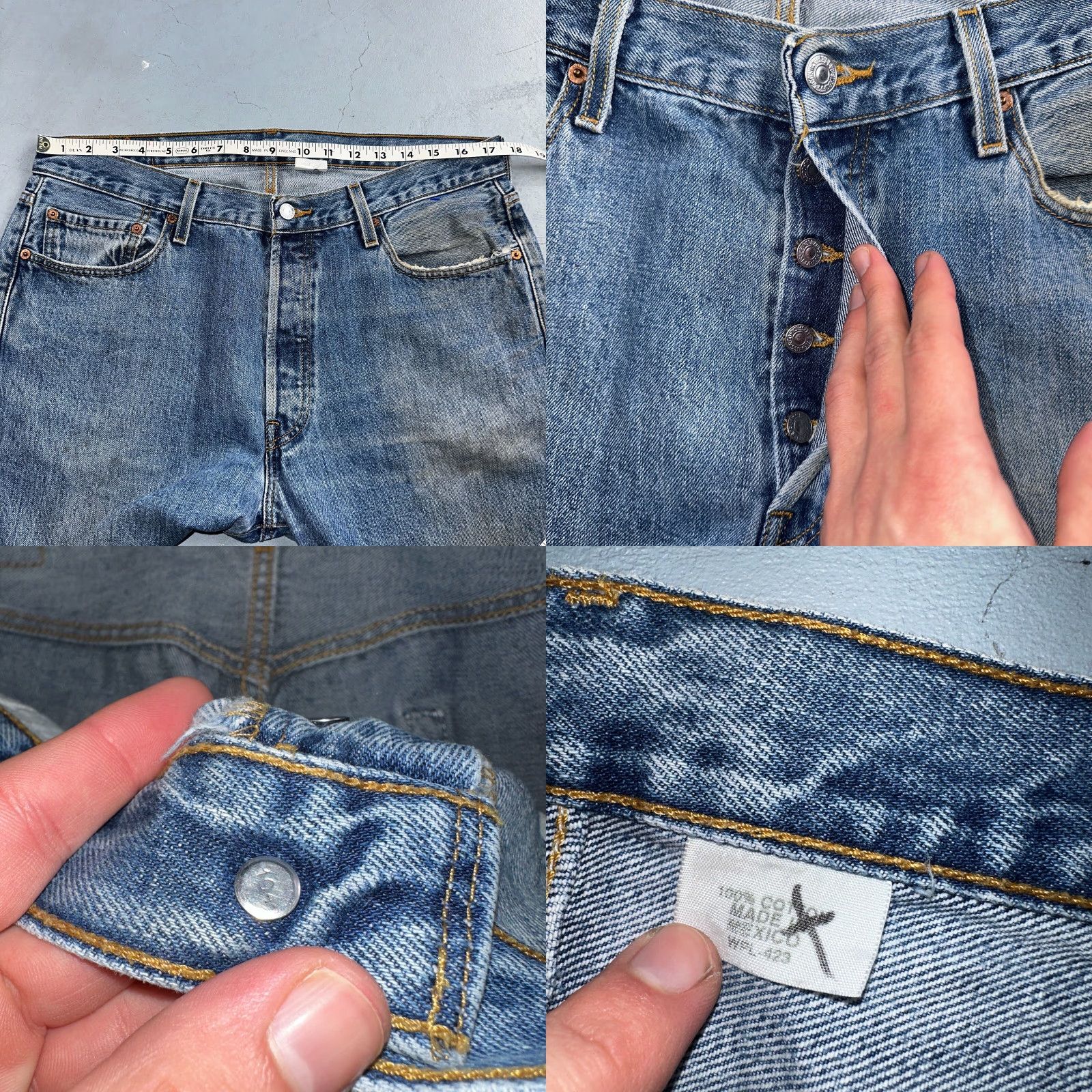 Levi's VINTAGE Levi's 501 Jeans Men 36x34 Blue Mid Wash 90s Straight Denim Cotton Button Closure Active Classic Size US 36 / EU 52 - 8 Thumbnail
