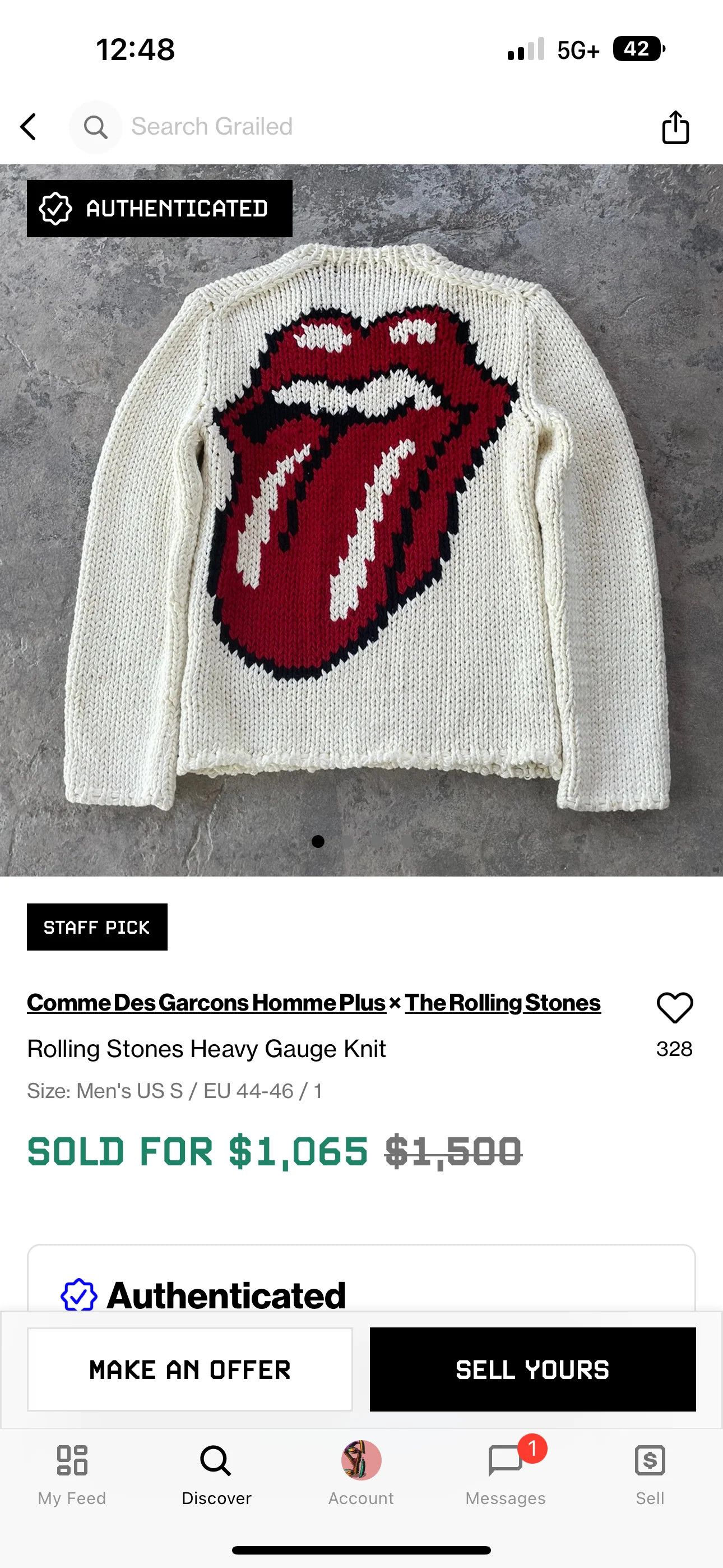 Comme des Garcons × Comme des Garcons Homme × Comme des Garcons Homme Plus RARE SS 2006 Rolling Stones Jacquard Chunky Knit Sweater Size US M / EU 48-50 / 2 - 13 Thumbnail