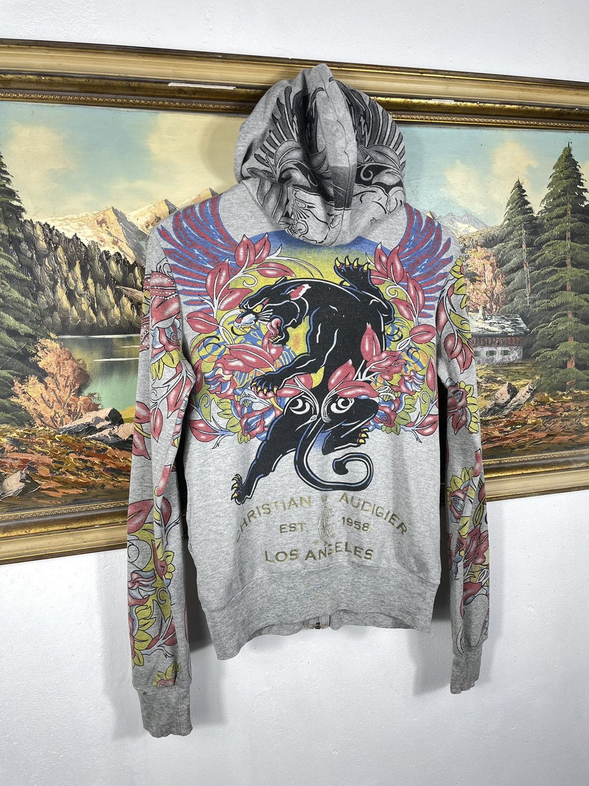 Christian Audigier × Ed Hardy × Vintage Ed Hardy x Christian Audigier Retro 00s Hoodie With Crystals Size M / US 6-8 / IT 42-44 - 8 Thumbnail
