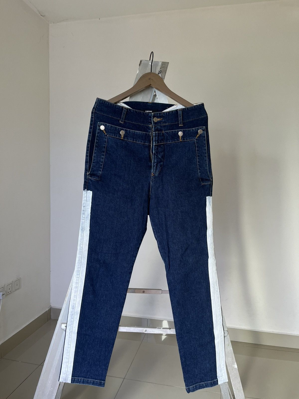 CABANE de ZUCCa Cabane De Zucca White Stripe Denim Jeans Size US 32 / EU 48 - 1 Thumbnail