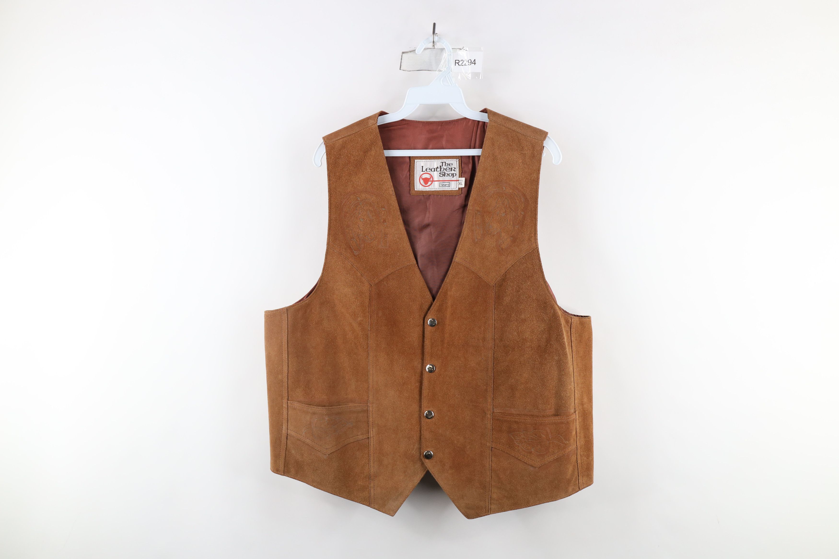 Vintage Vintage 70s Streetwear Horse Suede Leather Vest Jacket USA Size US XL / EU 56 / 4 - 1 Thumbnail